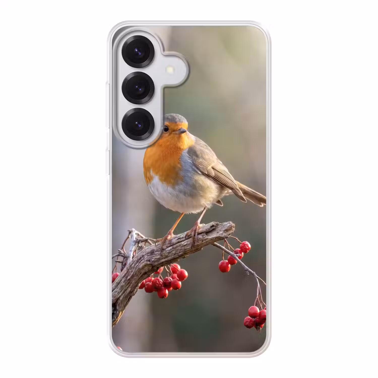 Roodborst - Tak - Bessen - Natuur Telefoonhoesje Samsung Galaxy S26 klein -3d