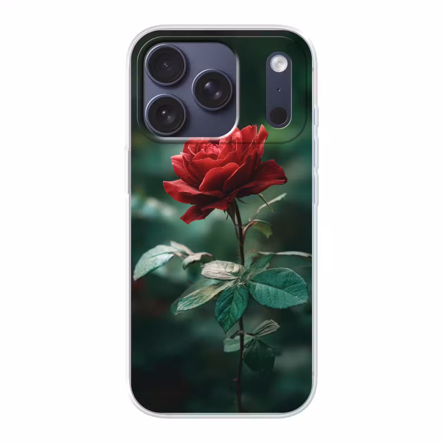 Roos - Bladeren - Dieprood Telefoonhoesje iPhone 17 Pro klein -3d