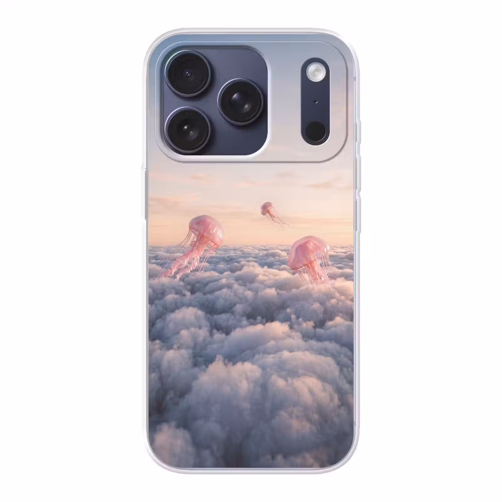 Telefoonhoesje - Roze dier - Wolken - Roze dier - Wolken Telefoonhoesje iPhone 17 Pro klein