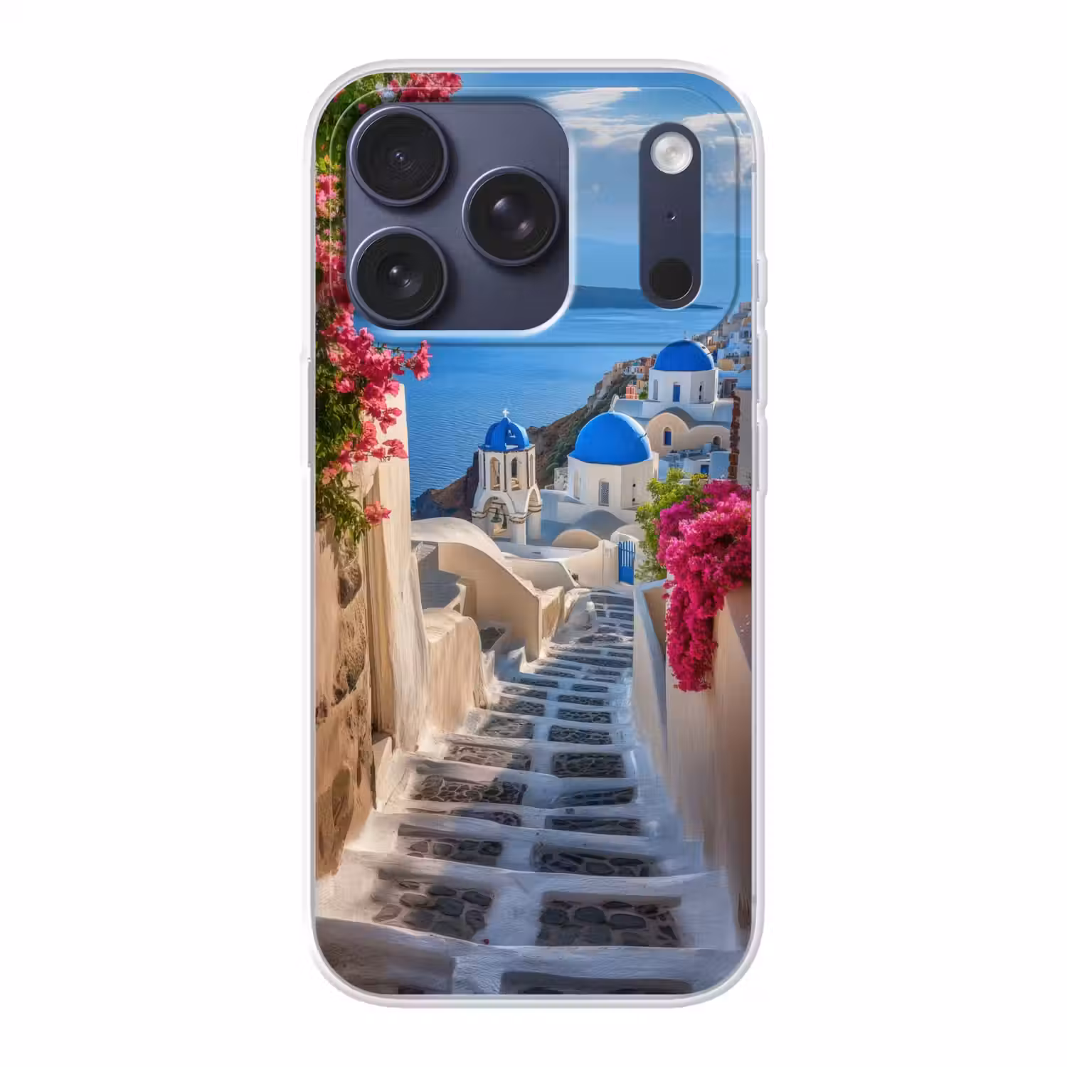 Santorini - Bloemen - Griekenland Telefoonhoesje iPhone 17 Pro klein -3d