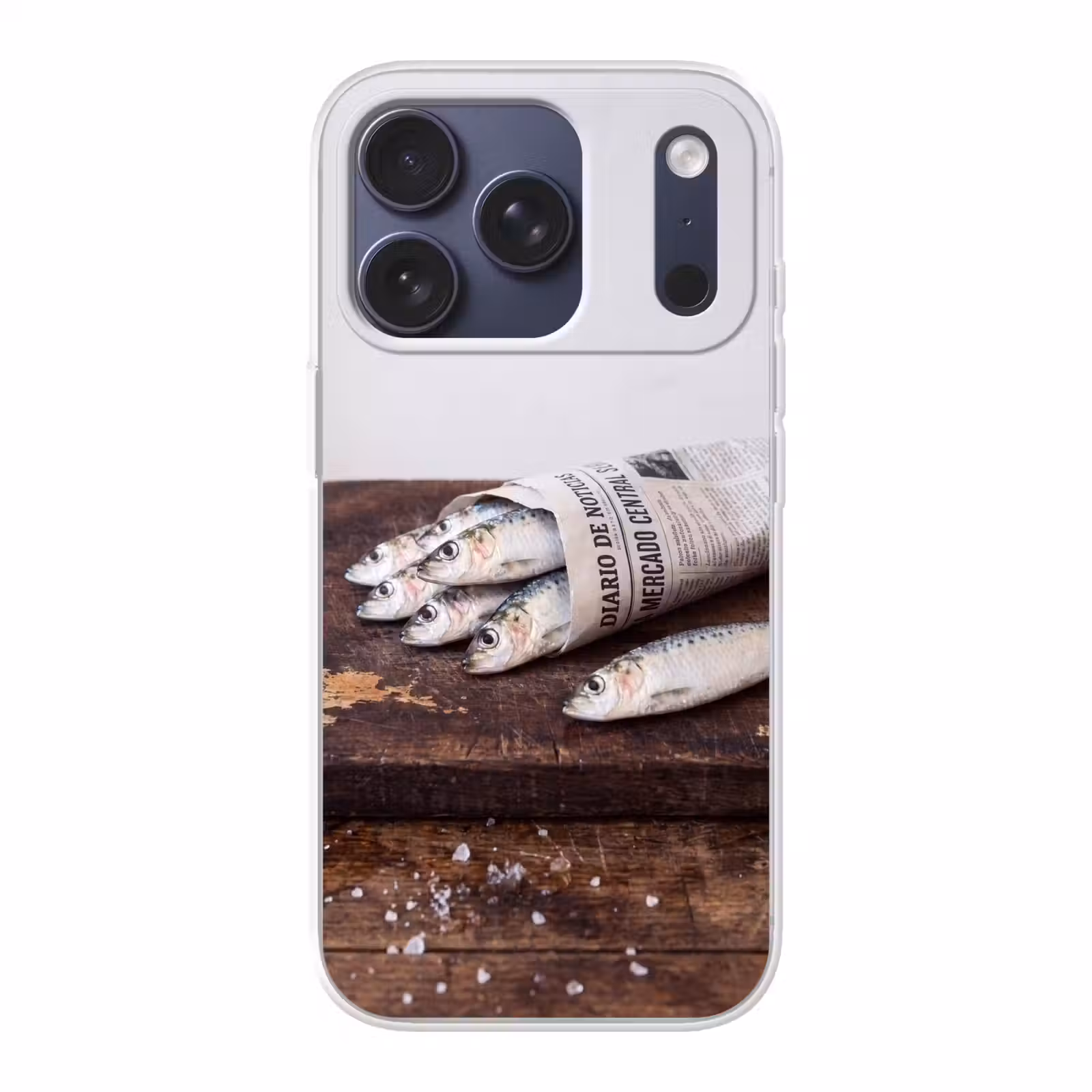 Telefoonhoesje - Sardientje - krant - snijplank - Sardientje - krant - snijplank Telefoonhoesje iPhone 17 Pro klein
