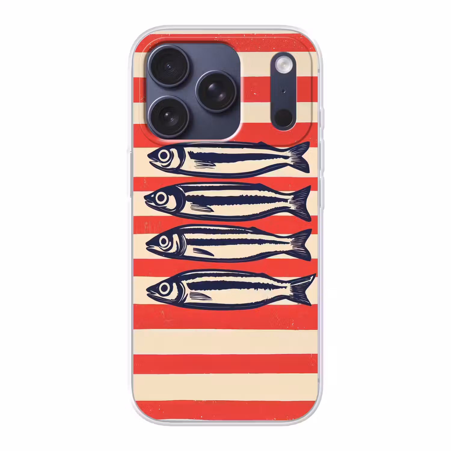 Sardines - Rood en beige strepen Telefoonhoesje iPhone 17 Pro klein -3d