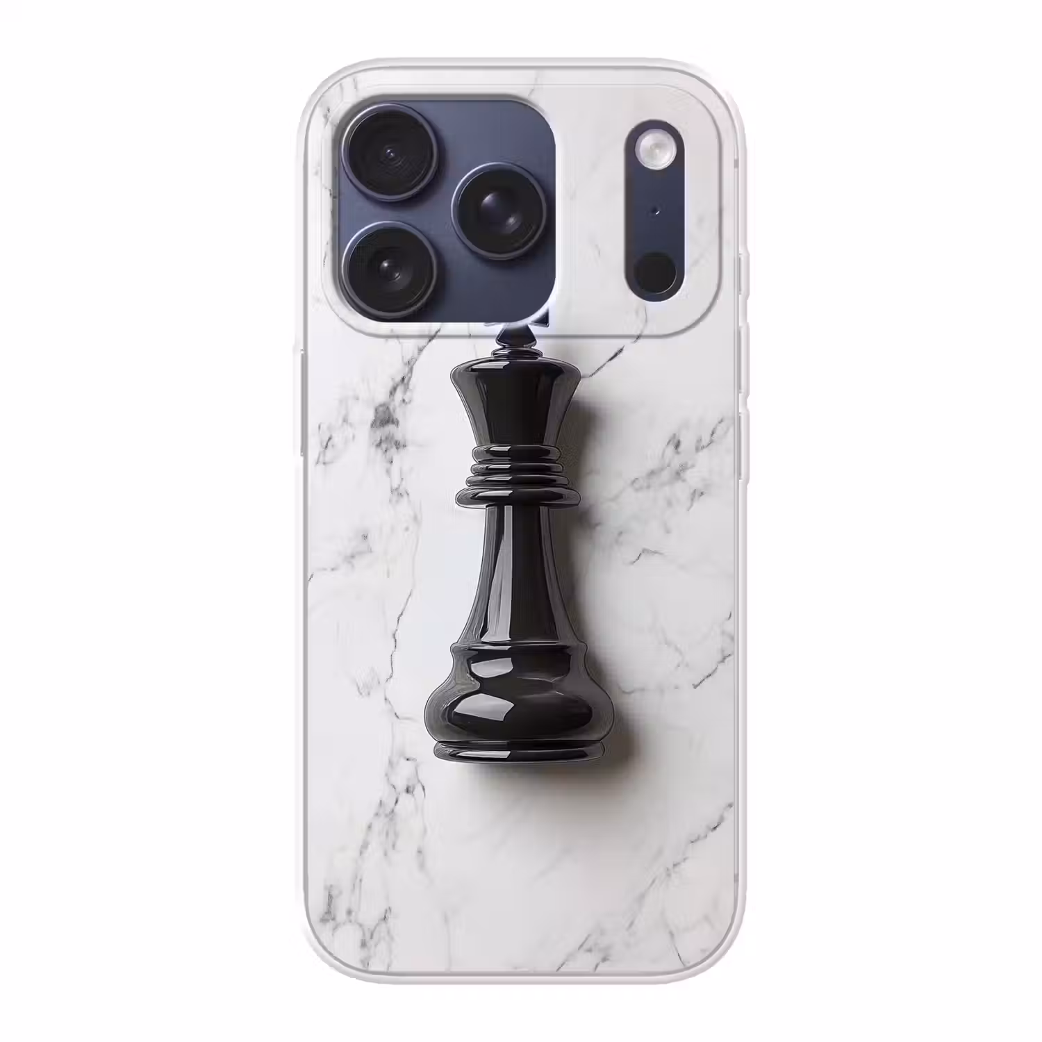 Schaakstuk - Koning - Zwart - Marmer Telefoonhoesje iPhone 17 Pro klein -3d
