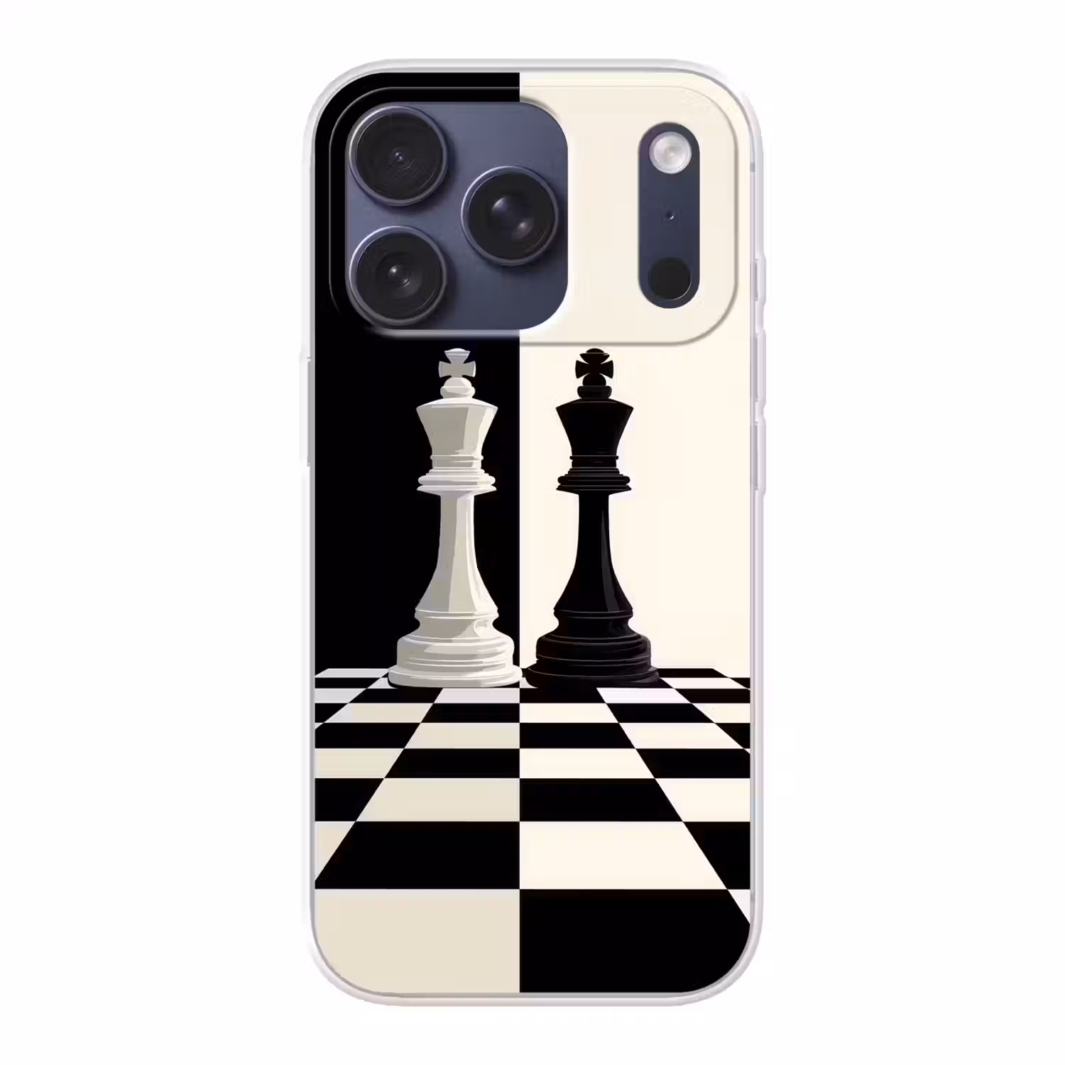 Schaakstukken - Koning - Geblokt - Zwart Telefoonhoesje iPhone 17 Pro klein -3d