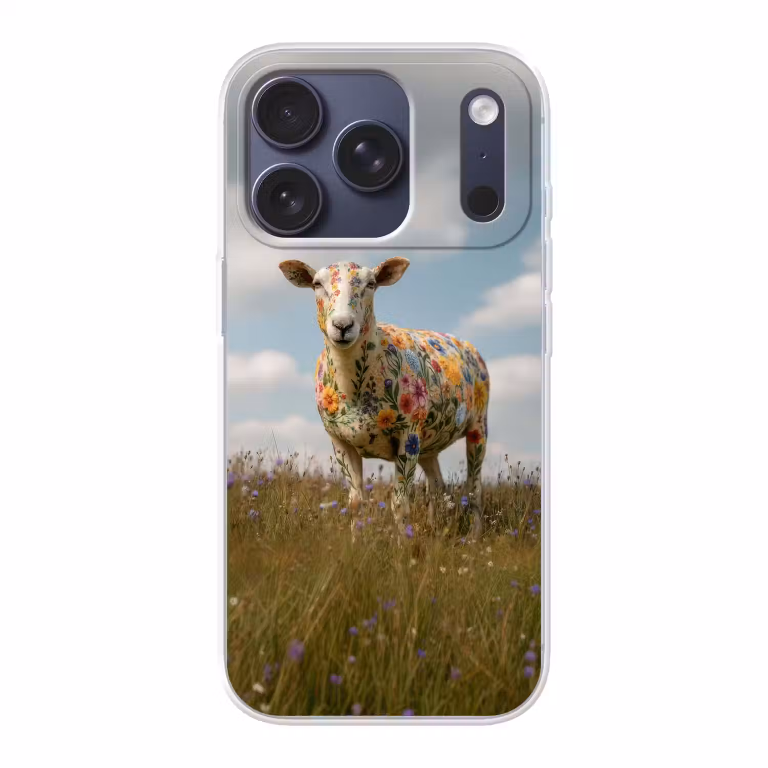 Schaap - Bloemen - Weide Telefoonhoesje iPhone 17 Pro klein -3d