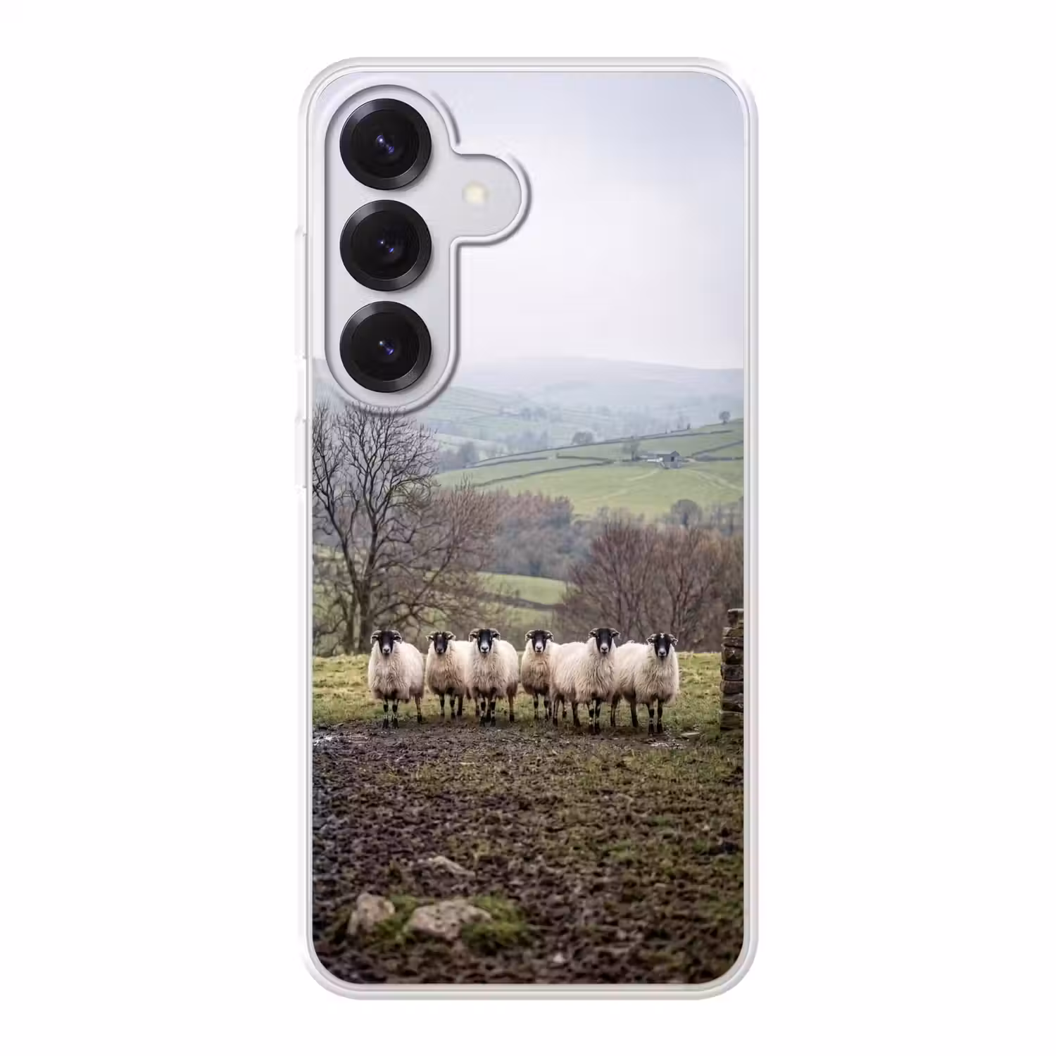 Schapen - Rij - Weide - Dieren - Platteland Telefoonhoesje Samsung Galaxy S26 klein -3d