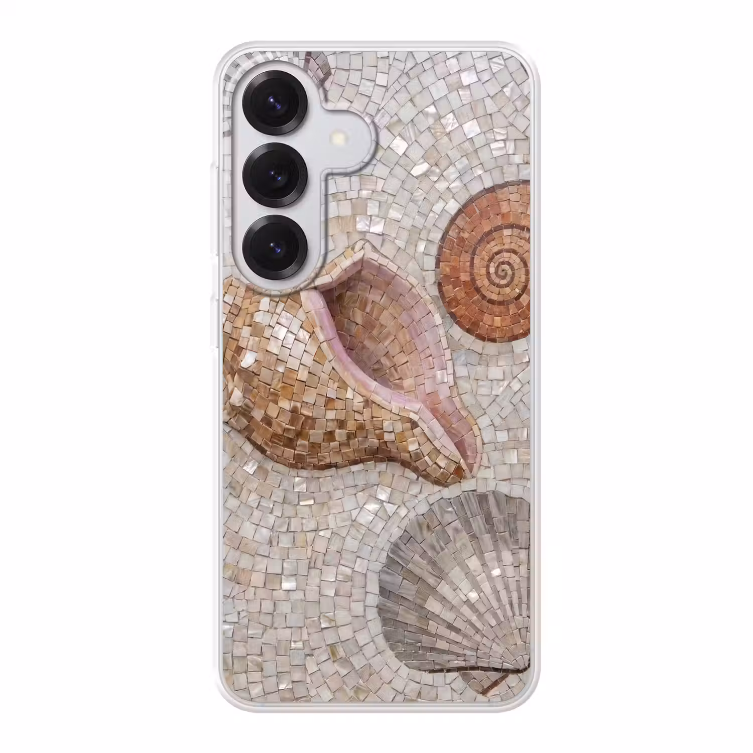 Schelp - Mozaïek - Zee - Beige - Modern Telefoonhoesje Samsung Galaxy S26 klein -3d