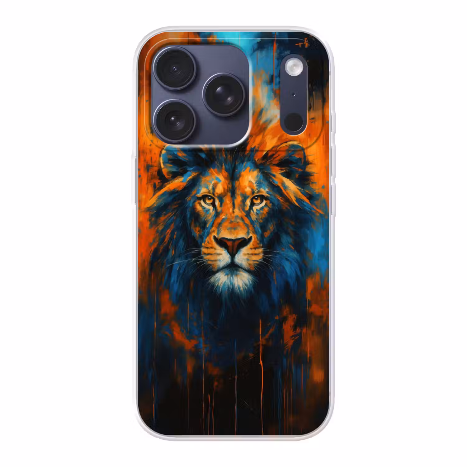 Schilderij - Leeuwenkop - Oranje Telefoonhoesje iPhone 17 Pro klein -3d