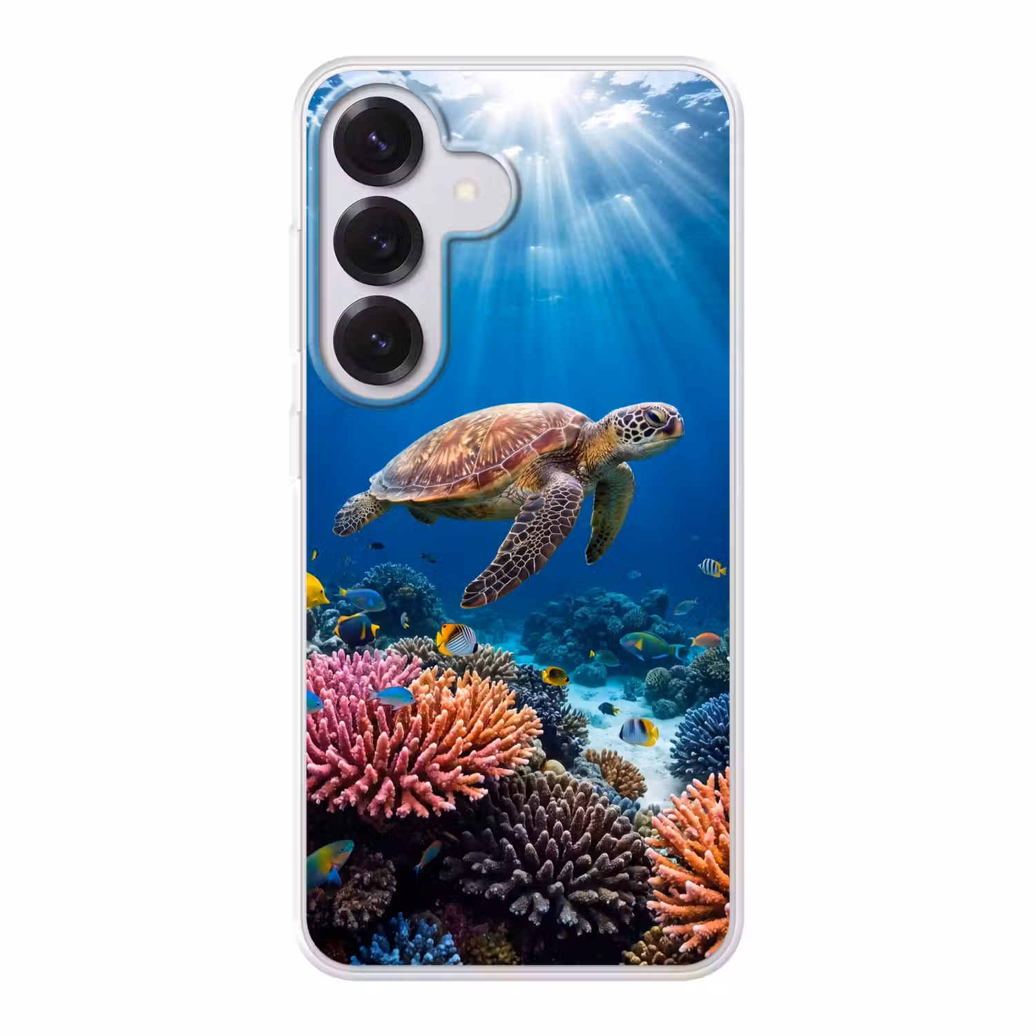 Schildpad - Koraalrif - Oceaan - Dieren - Blauw Telefoonhoesje Samsung Galaxy S26 klein -3d