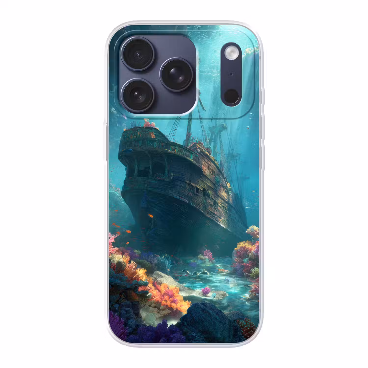 Schip - Hout - Koraalriffen - Zonlicht Telefoonhoesje iPhone 17 Pro klein -3d