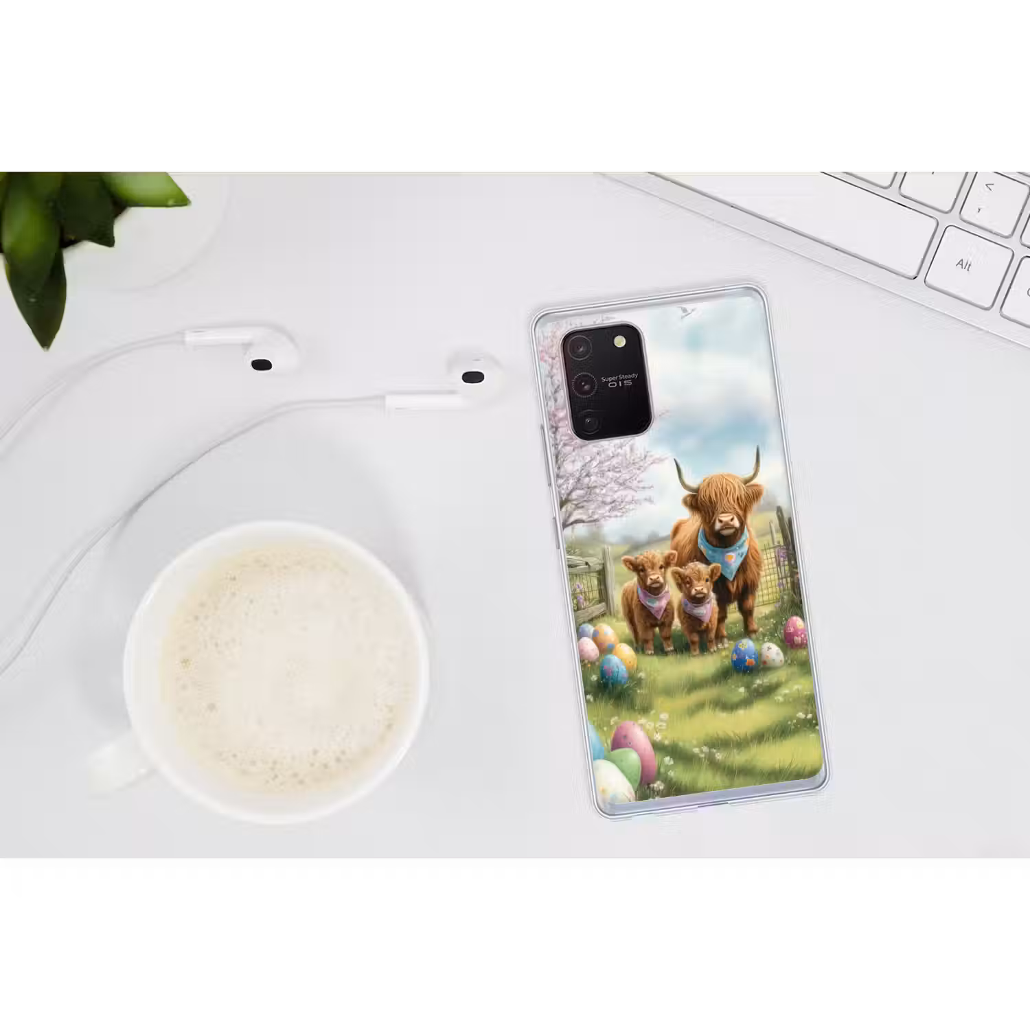 Schotsehooglanders - Paaseieren - Lente Telefoonhoesje Samsung Galaxy S10 Lite klein -oordopS10Lite