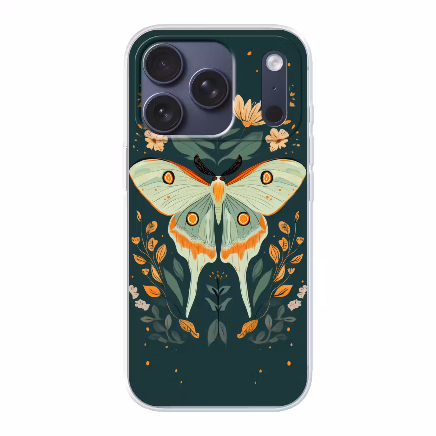 Sierlijk - Vlinder - Groen - Bladeren Telefoonhoesje iPhone 17 Pro klein -3d