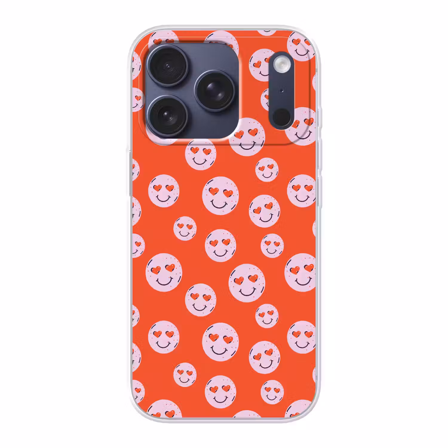 Smiley - Patroon - Hartjes - Rood - Roze Telefoonhoesje iPhone 17 Pro klein -3d