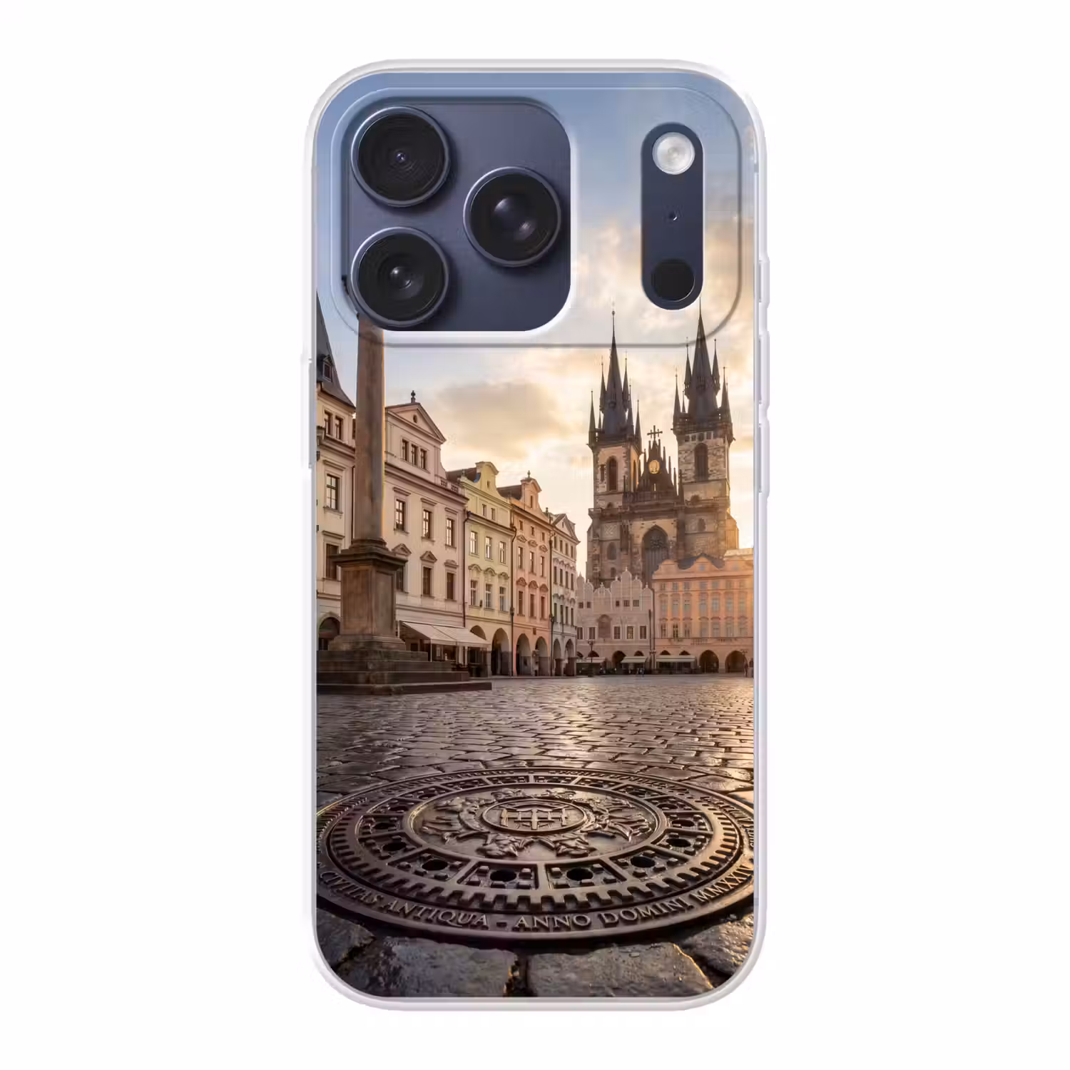 Stad - Praag - Ochtend - Architectuur - Goud Telefoonhoesje iPhone 17 Pro klein -3d