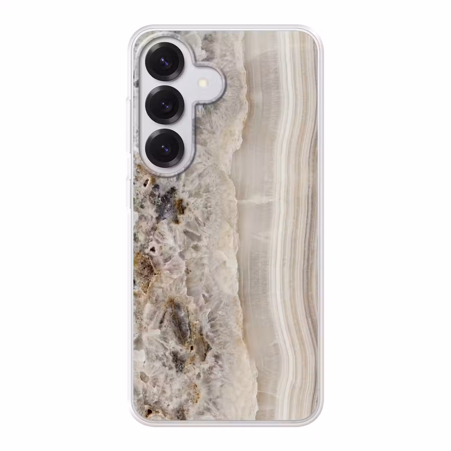 Steen - Textuur - Abstract - Beige - Wit Telefoonhoesje Samsung Galaxy S26 klein -3d