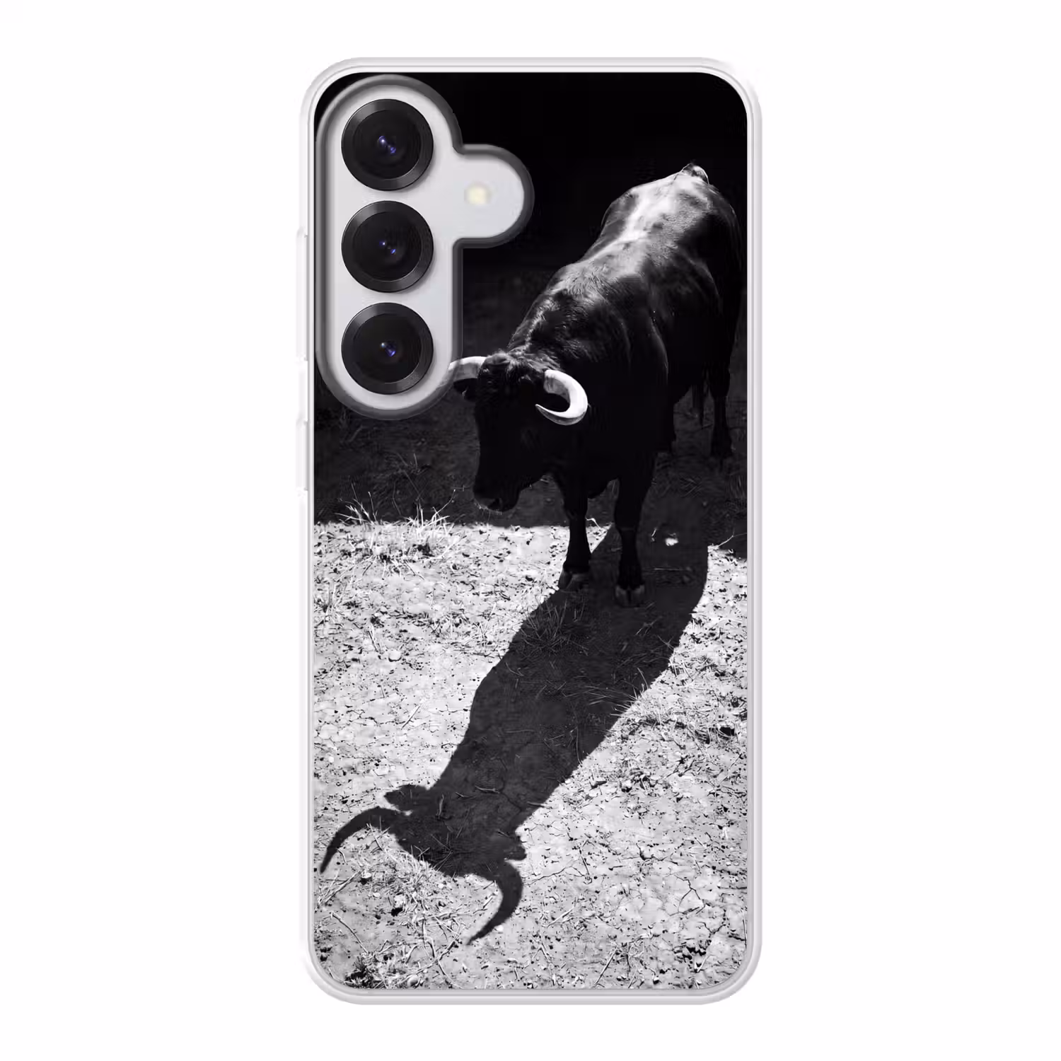 Stier - Schaduw - Dieren - Contrast - Zwart-wit Telefoonhoesje Samsung Galaxy S26 klein -3d