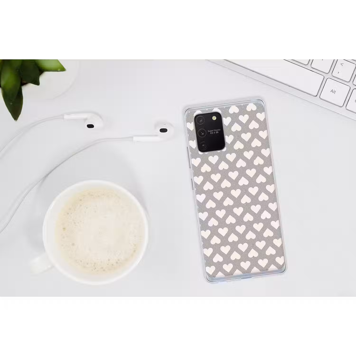 Stippen - Hart - Zwart - Wit Telefoonhoesje Samsung Galaxy S10 Lite klein 364 -oordopS10Lite