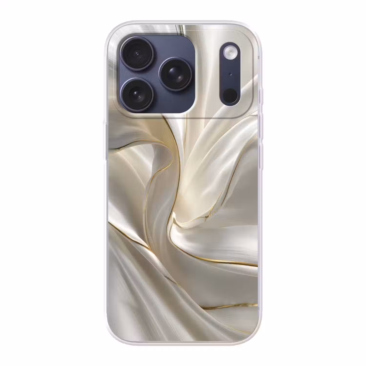 Stof - Plooien - Goud Telefoonhoesje iPhone 17 Pro klein -3d