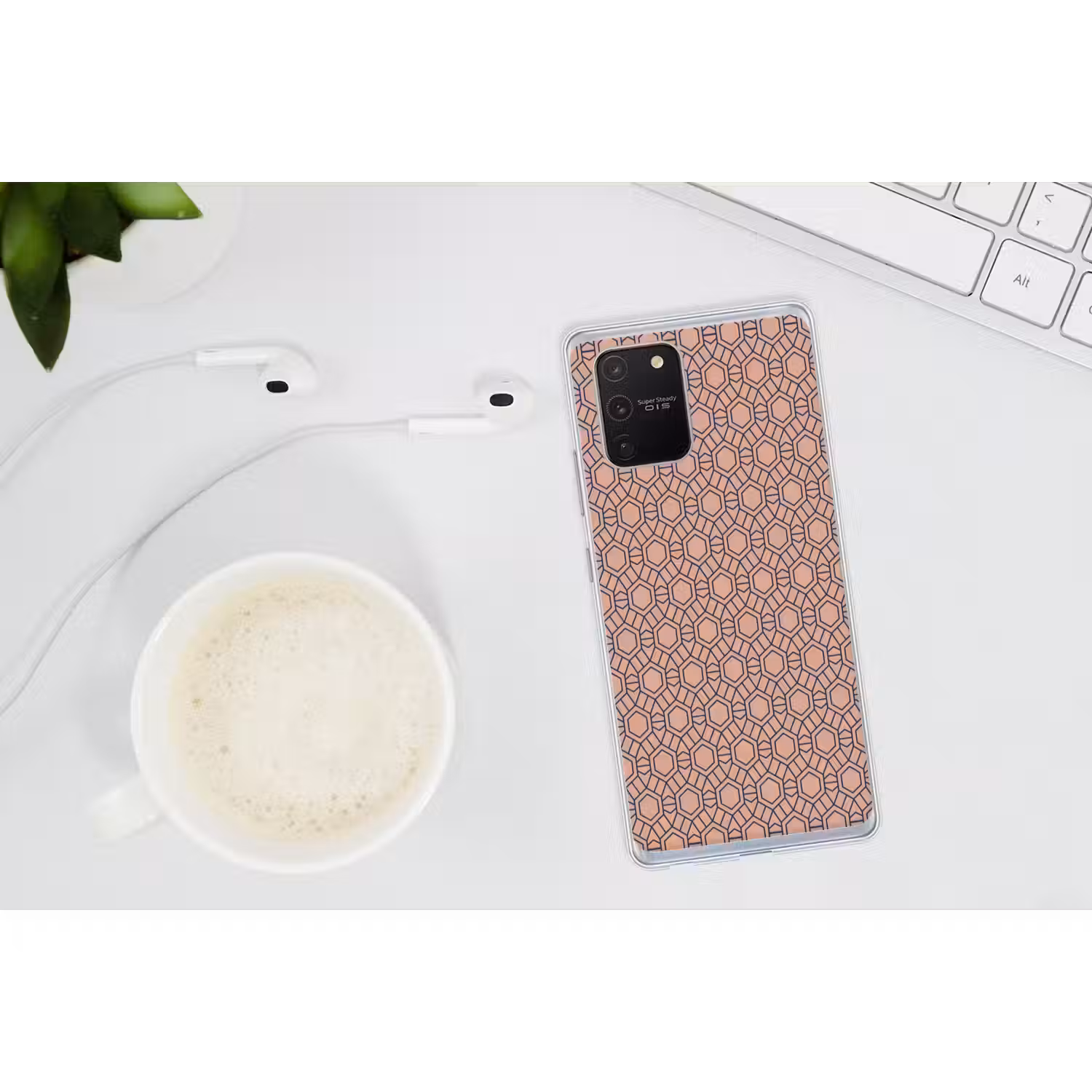 Strak - Patroon - Roze - Donkerblauw Telefoonhoesje Samsung Galaxy S10 Lite klein 364 -oordopS10Lite