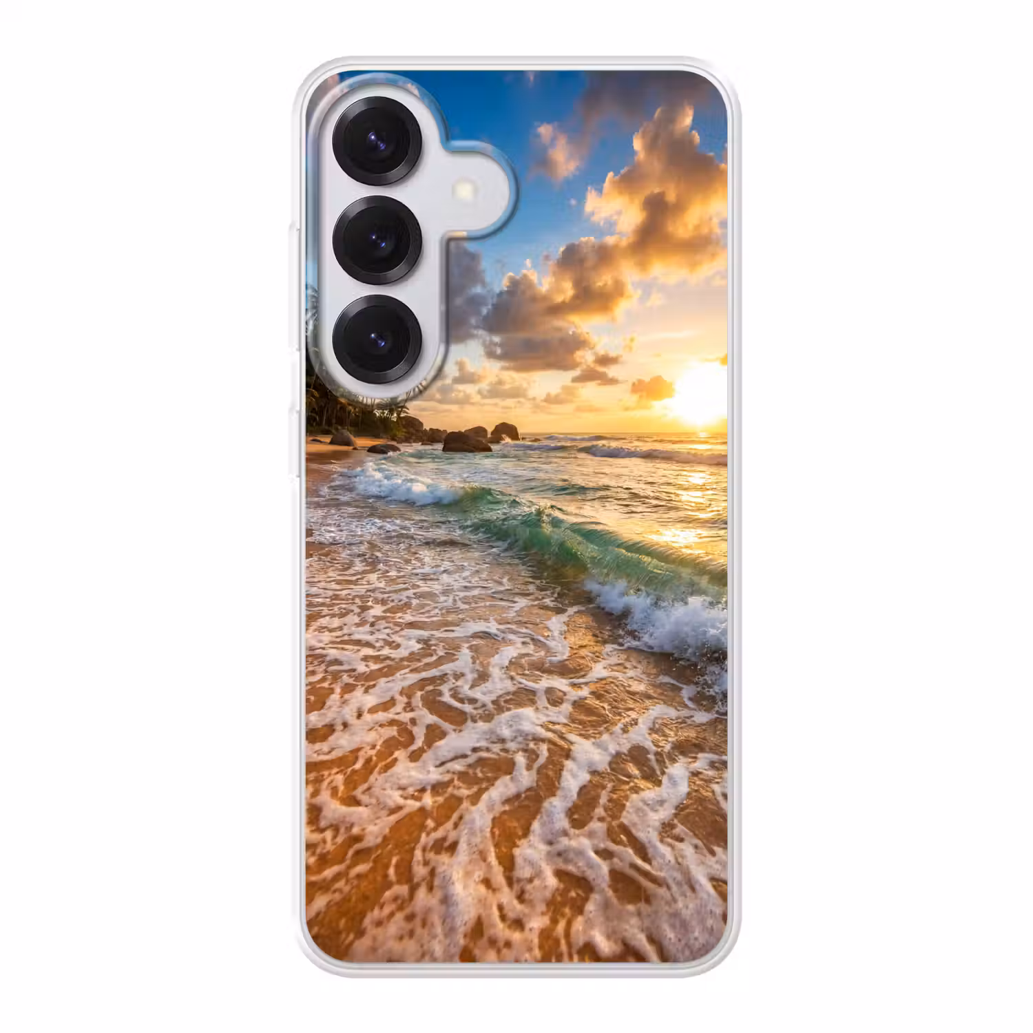 Strand - Zonsondergang - Golven - Natuur - Goud Telefoonhoesje Samsung Galaxy S26 klein -3d