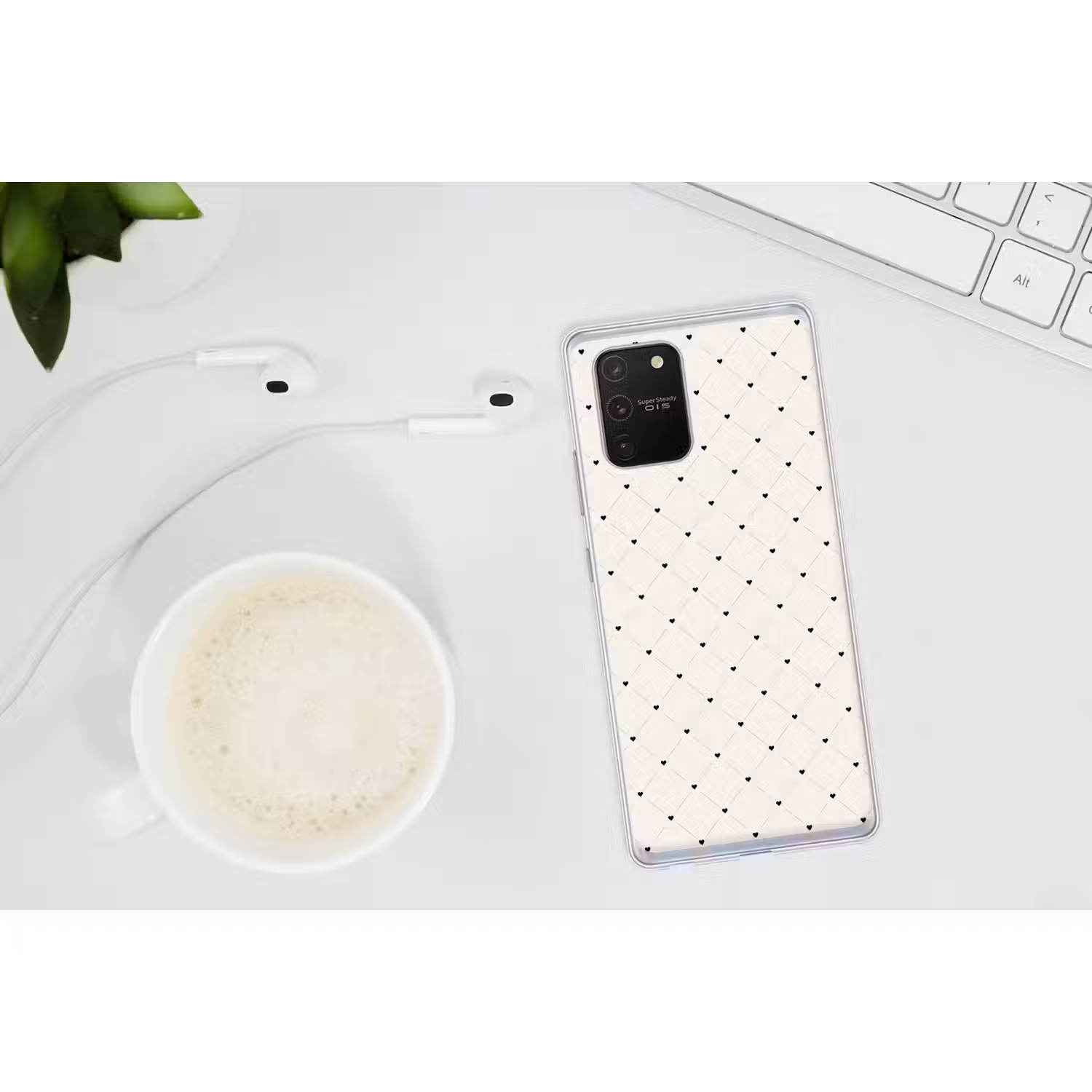 Streep - Hart - Wit - Zwart Telefoonhoesje Samsung Galaxy S10 Lite klein 364 -oordopS10Lite