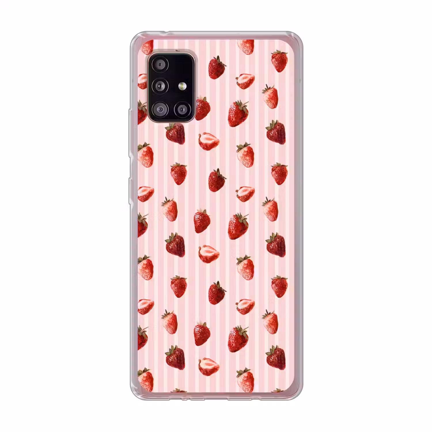 Strepen - Aardbei - Roze Telefoonhoesje Samsung Galaxy A51 5G klein 373 -3d
