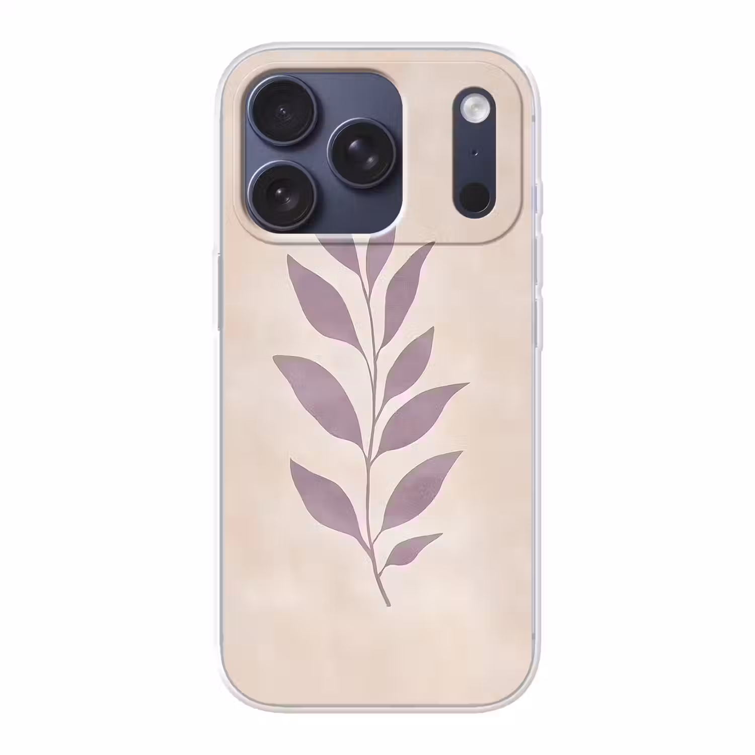 Tak - Bladeren - Minimalistisch - Beige Telefoonhoesje iPhone 17 Pro klein -3d
