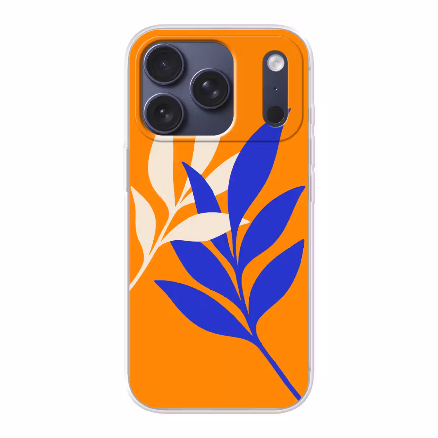 Takken - Bladeren - Minimalistisch - Blauw Telefoonhoesje iPhone 17 Pro klein -3d