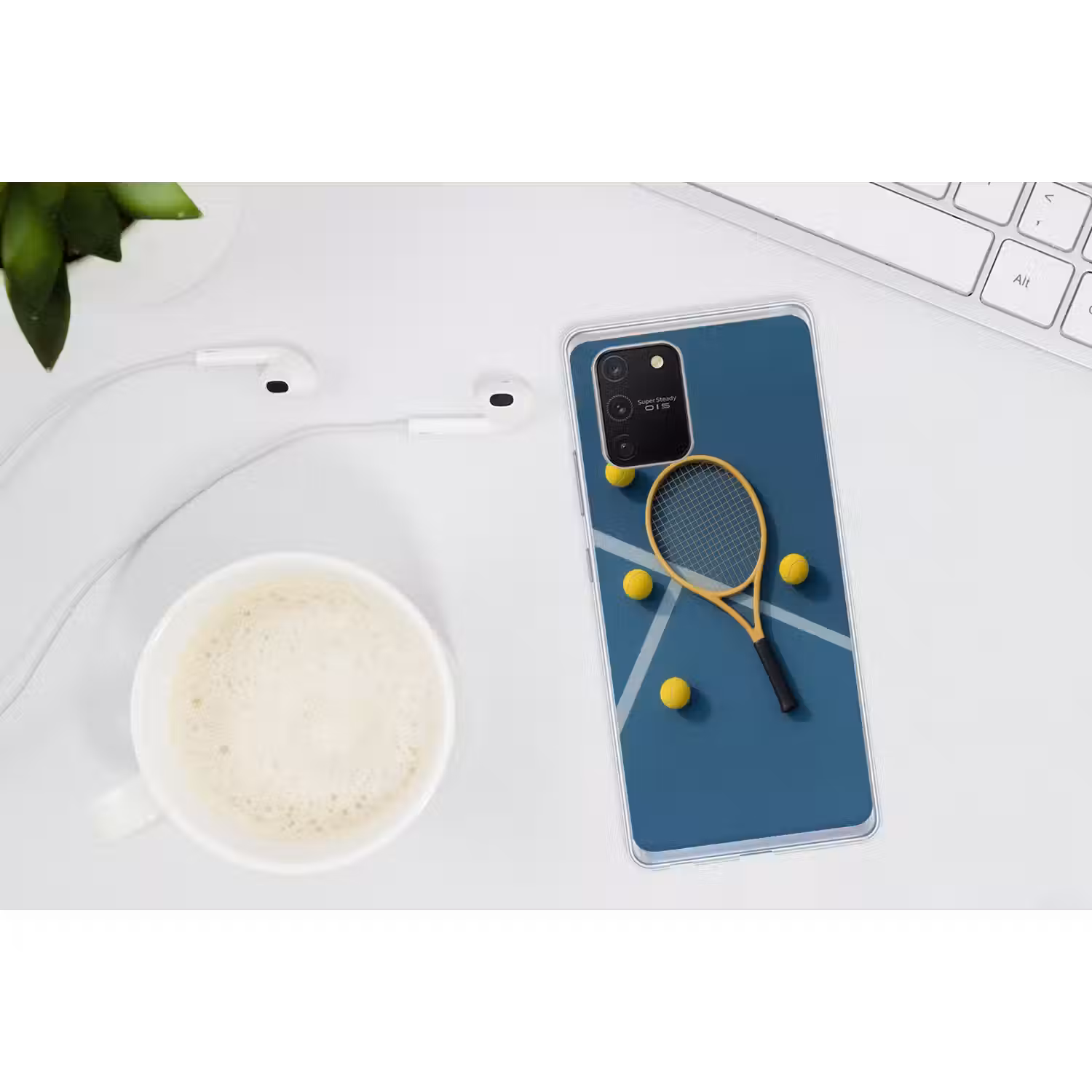 Tennisracket - Bal - Blauw - Veld Telefoonhoesje Samsung Galaxy S10 Lite klein -oordopS10Lite