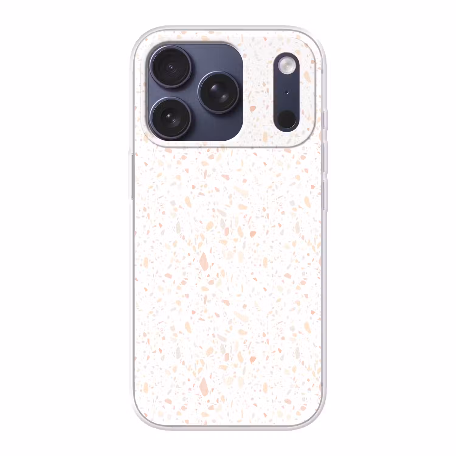 Terrazzo - Patroon - Wit - Perzik Telefoonhoesje iPhone 17 Pro klein 878 -3d