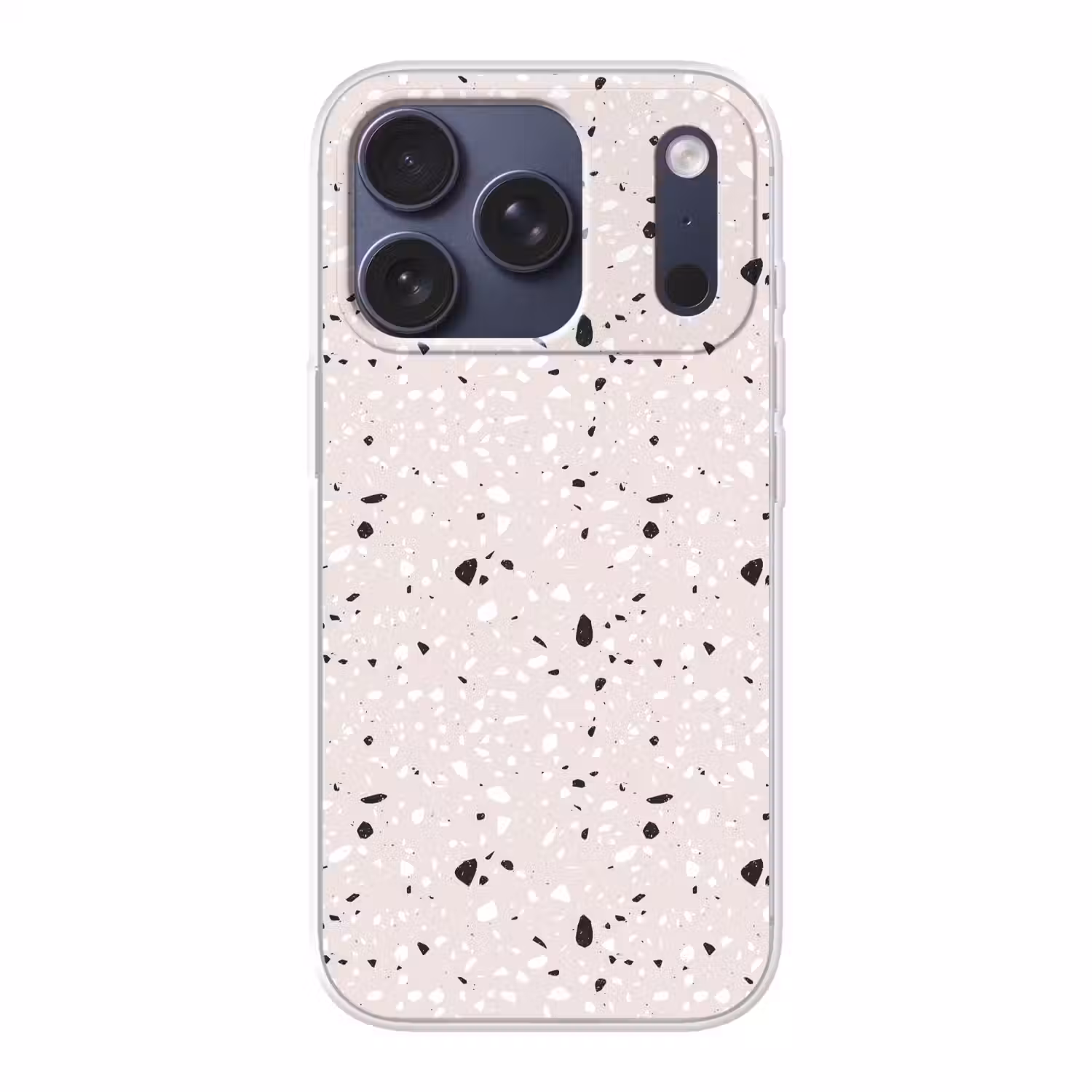 Terrazzo - Patroon - Zacht - Zwart - Wit Telefoonhoesje iPhone 17 Pro klein 878 -3d