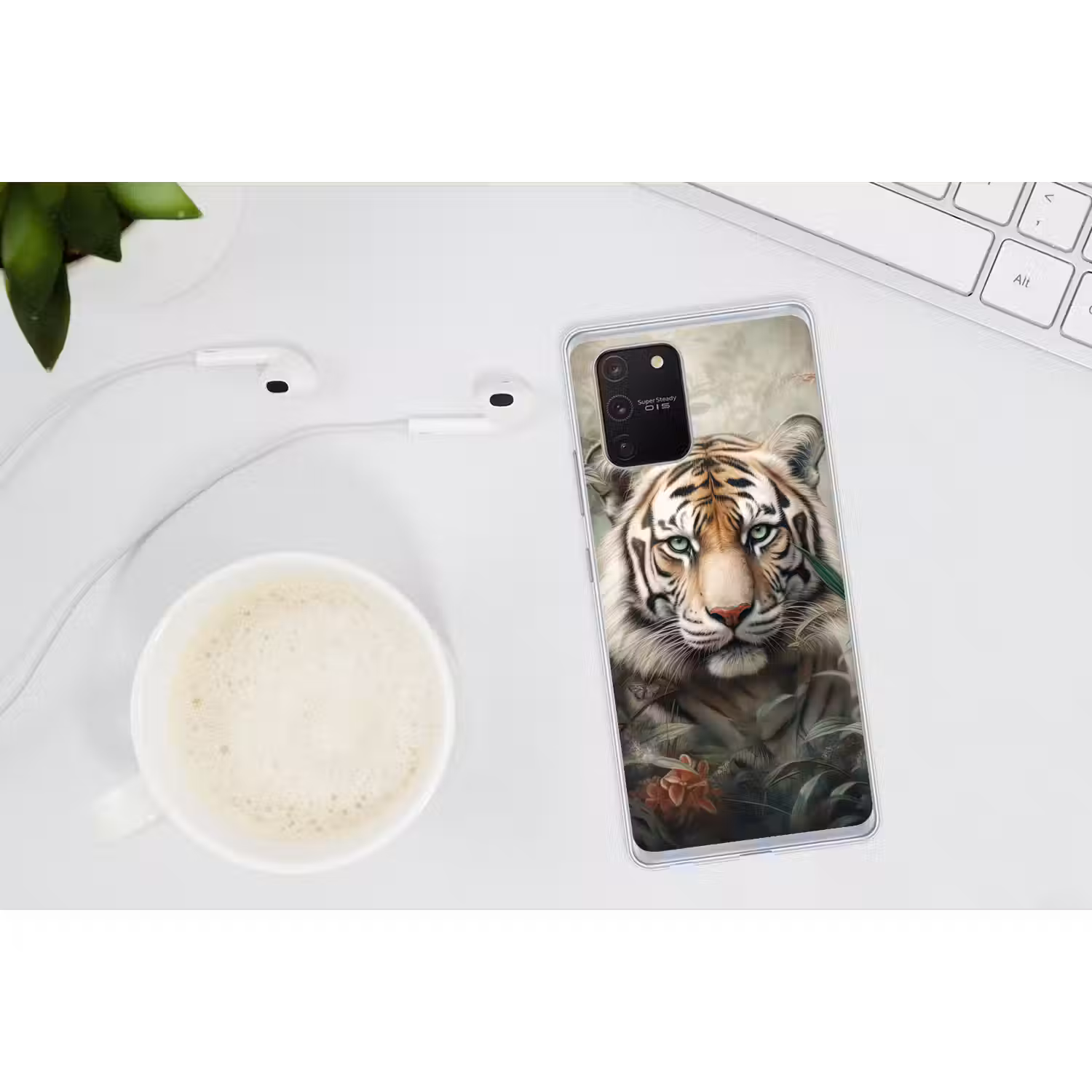 Tijger - Vlinders - Dieren - Jungle - Bloemen Telefoonhoesje Samsung Galaxy S10 Lite klein -oordopS10Lite
