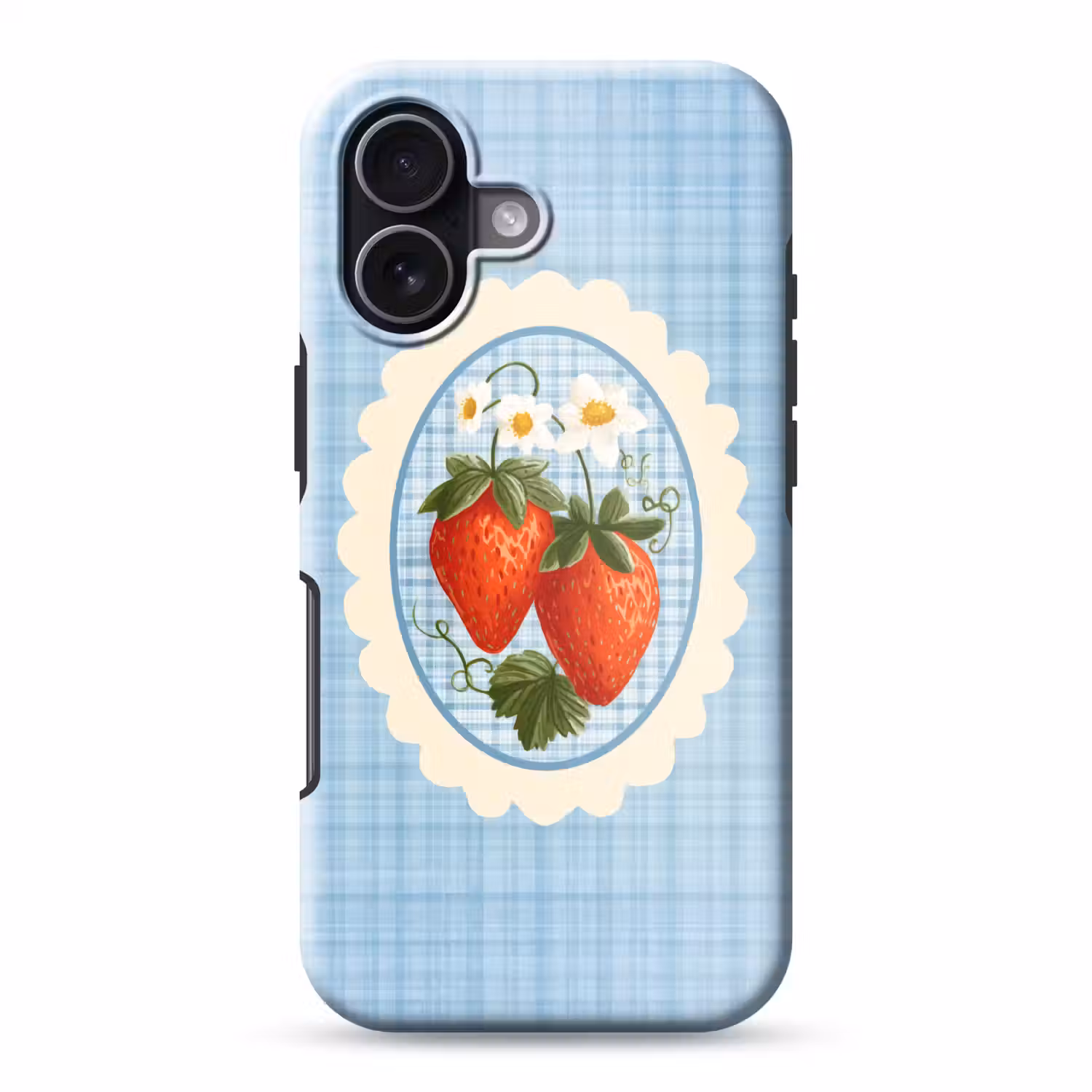Aardbeien - Lijst - Rood - Geruit Toughcase MagSafe Apple iPhone 17 klein -3d