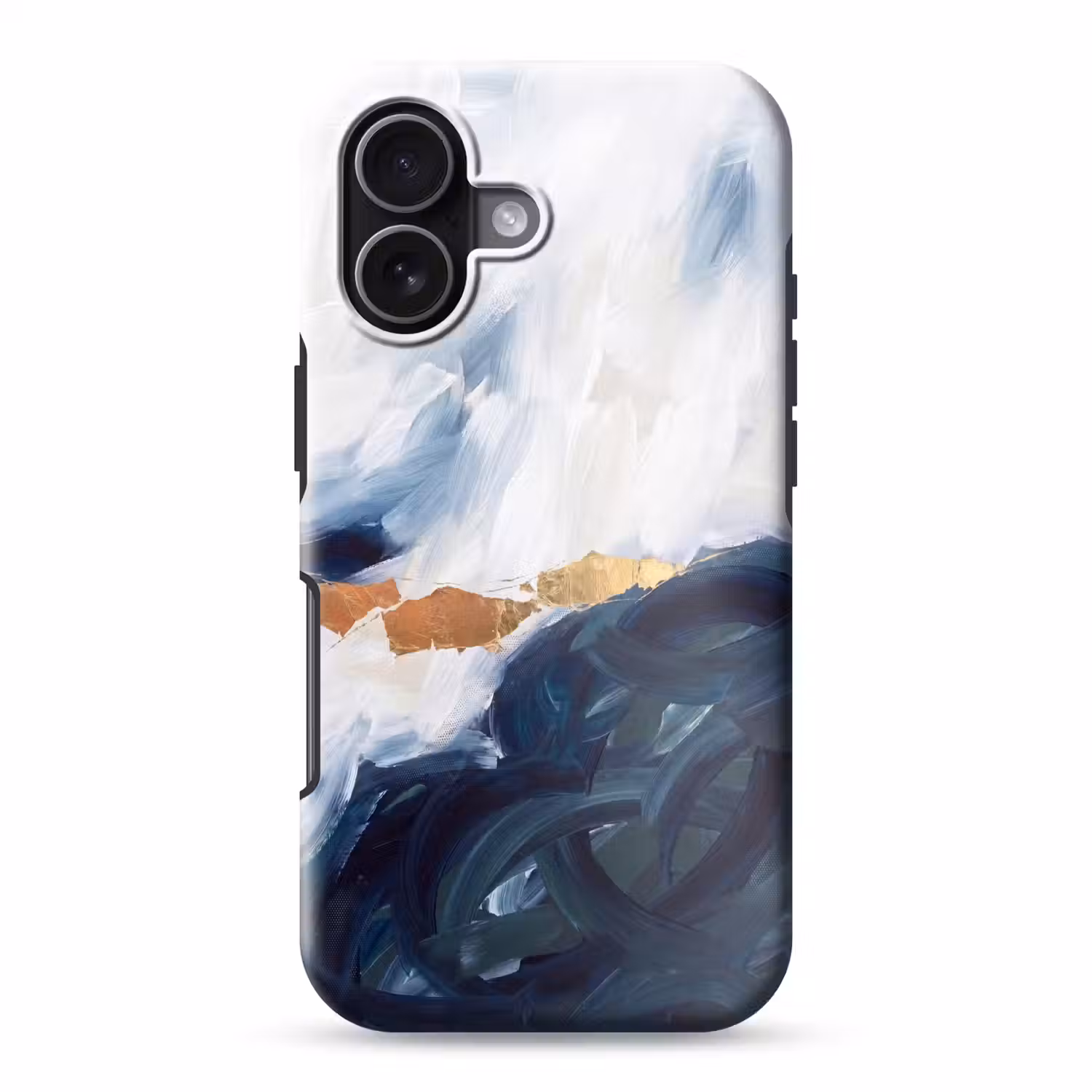 Abstract - Acryl - Blauw - Goud - Elegant Toughcase MagSafe Apple iPhone 17 klein -3d