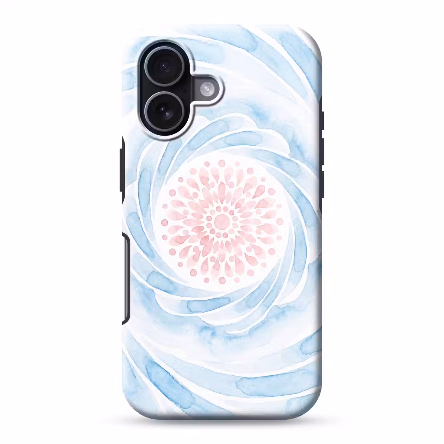 Abstract - Bloemvorm - Aquarel - Roze - Blauw Toughcase MagSafe Apple iPhone 17 klein -3d