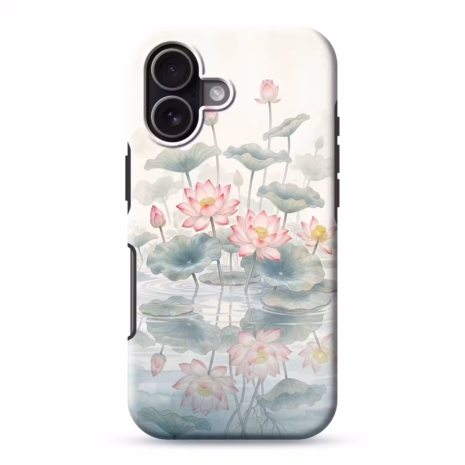 Aquarel - Lotusbloemen - Kleurrijk Toughcase MagSafe Apple iPhone 17 klein -3d