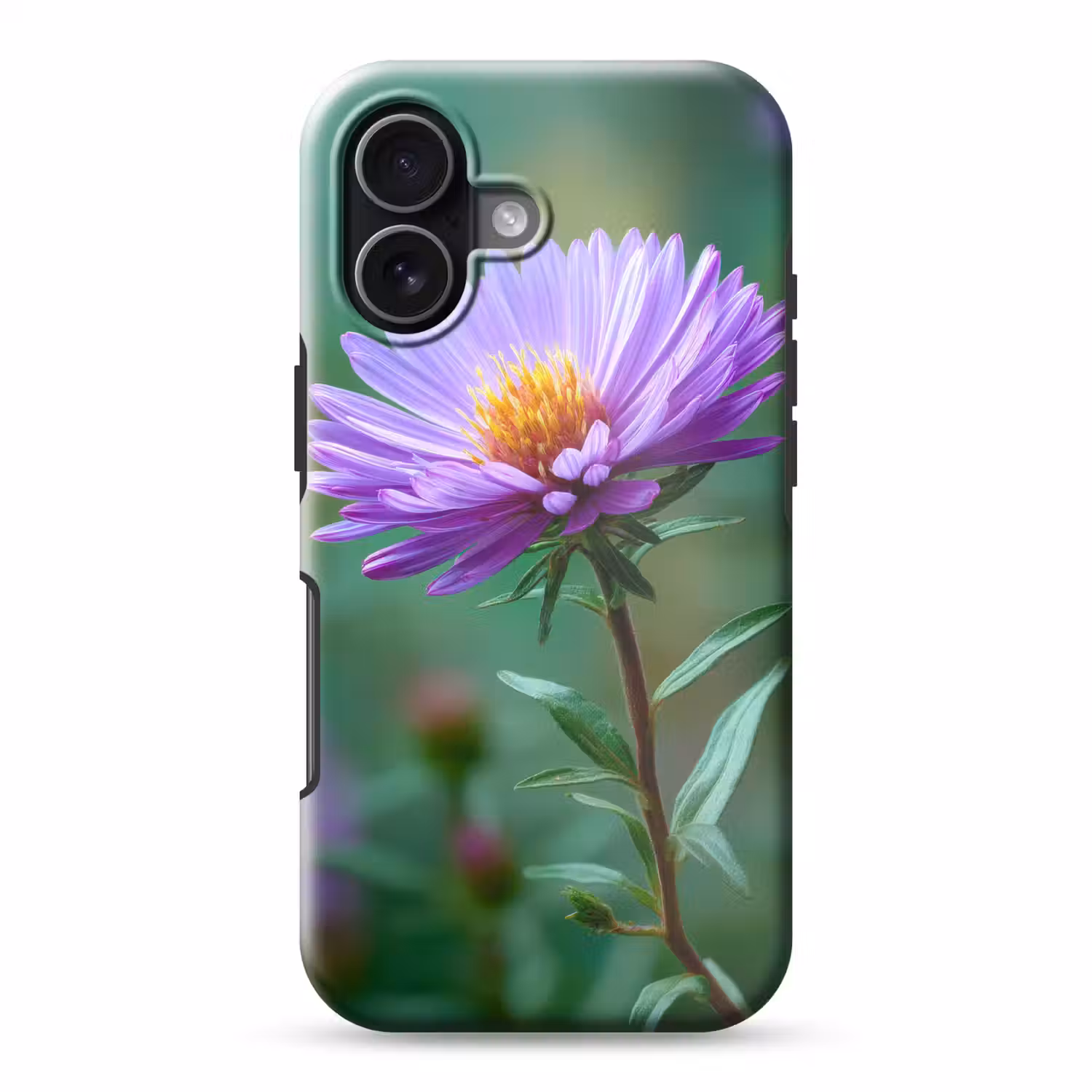 Aster - Paars - Bloem - Blaadjes Toughcase MagSafe Apple iPhone 17 klein -3d