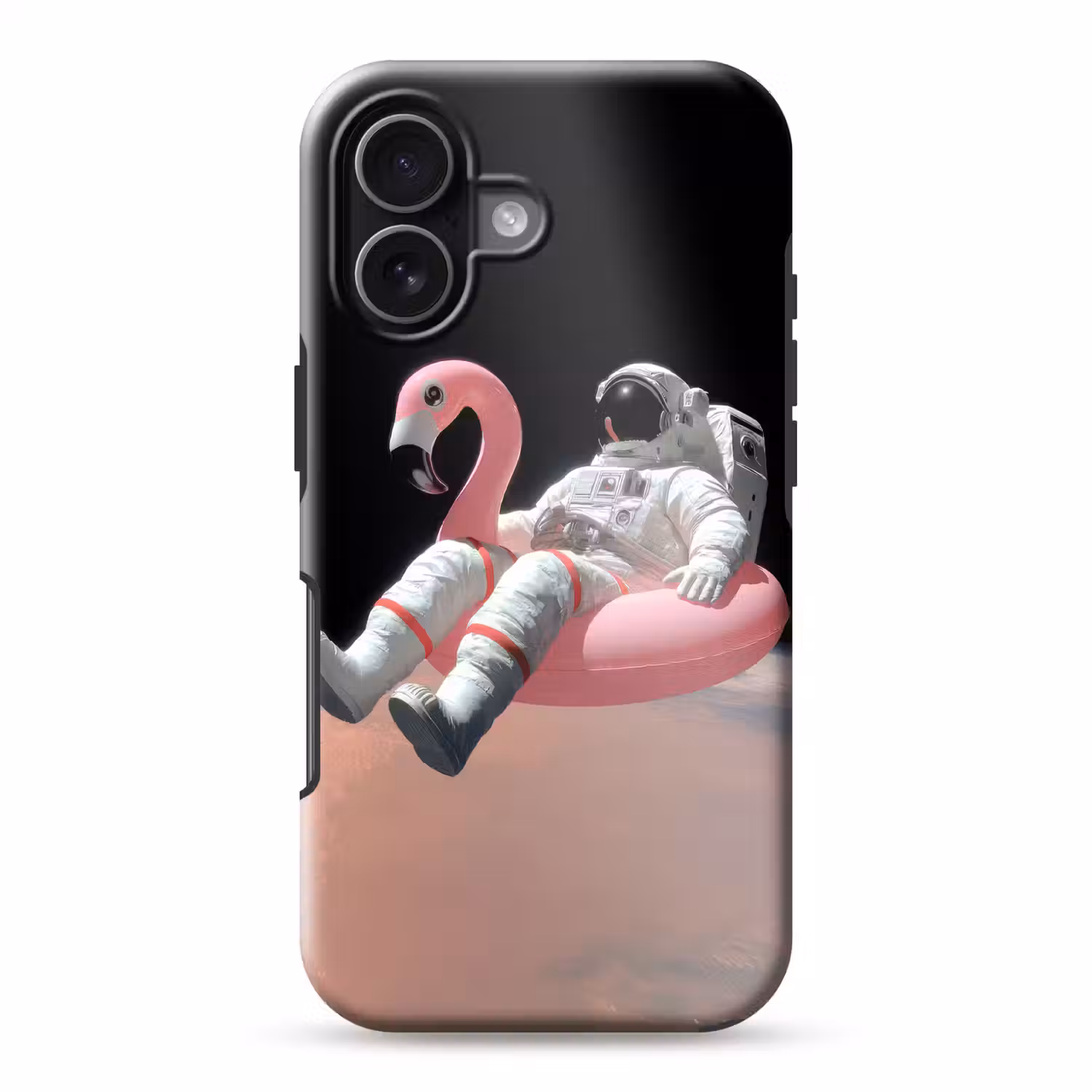 Astronaut - Flamingo - Zwemband - Roze Toughcase MagSafe Apple iPhone 17 klein -3d