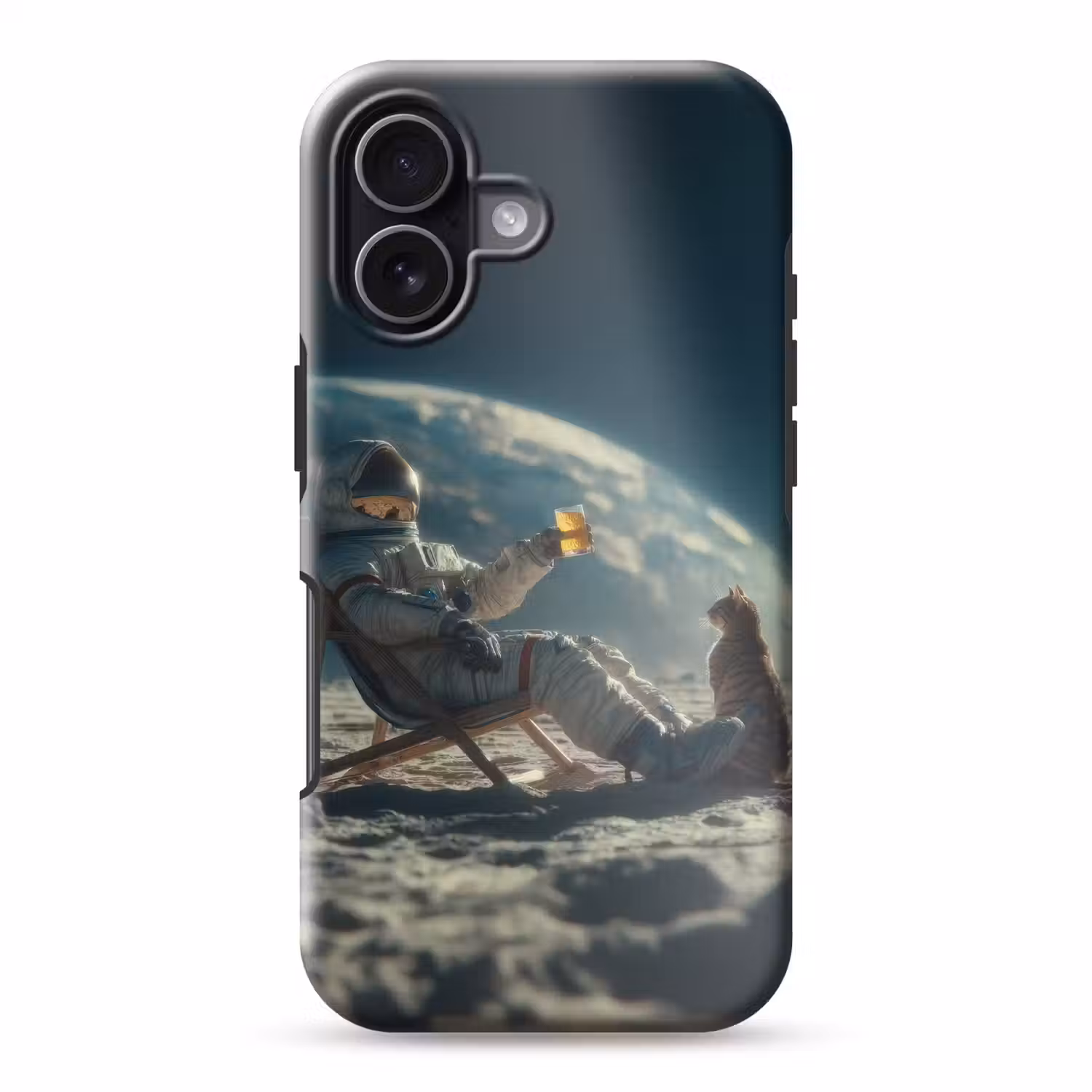 Astronaut - Kat - Glas - Stoel Toughcase MagSafe Apple iPhone 17 klein -3d