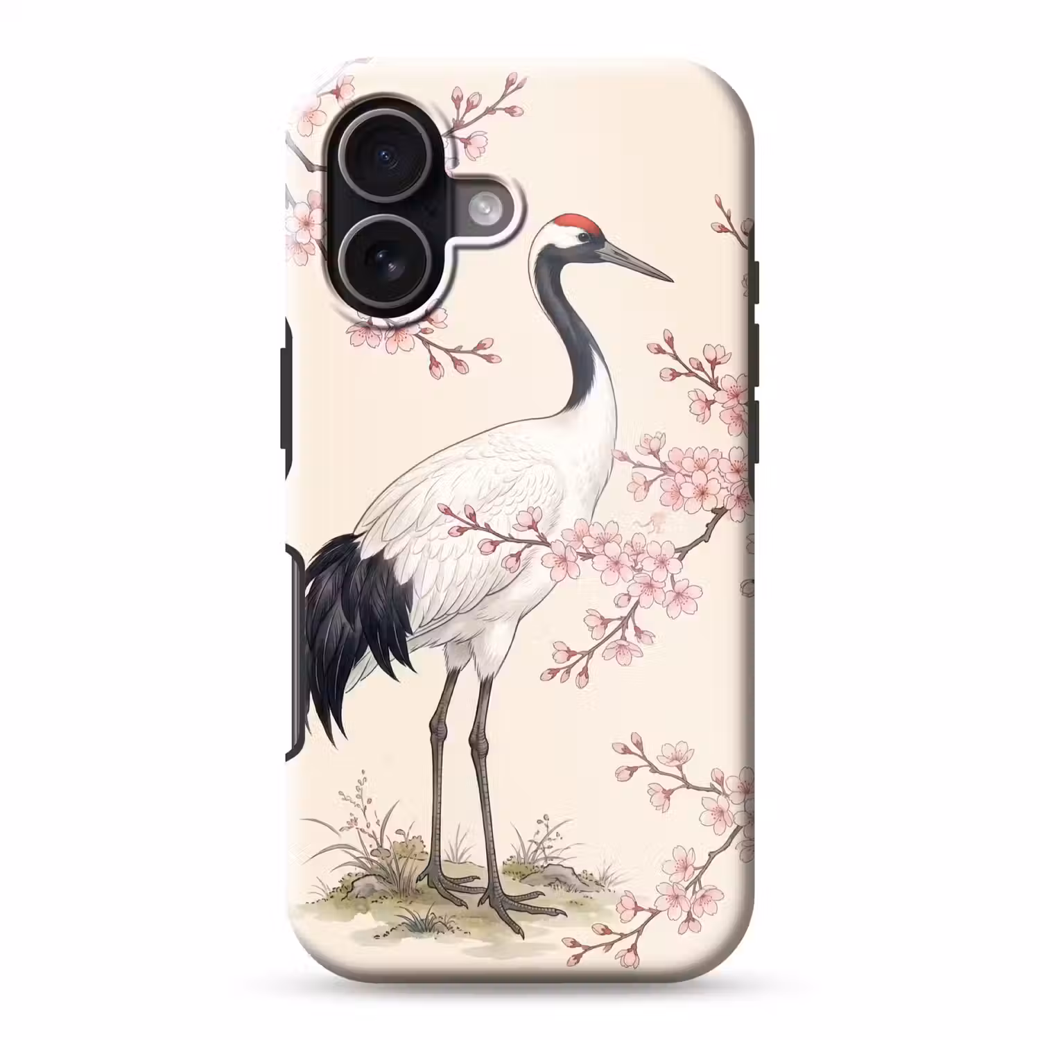 Aziatisch - Kraanvogel - Beige Toughcase MagSafe Apple iPhone 17 klein -3d