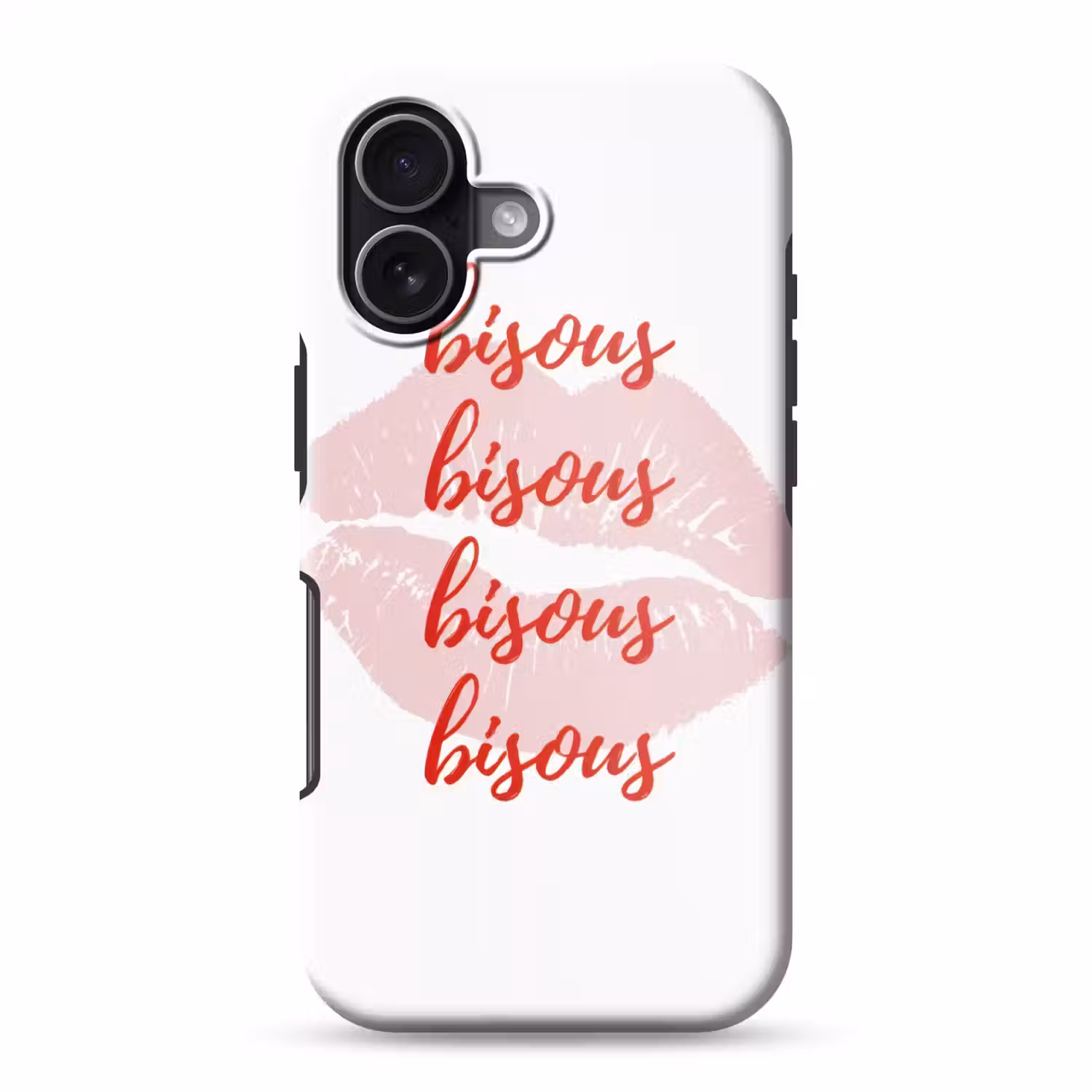 Bisous - Lip - Wit - Rood Toughcase MagSafe Apple iPhone 17 klein -3d
