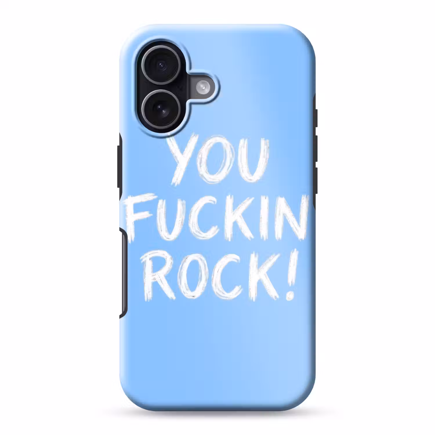 Blauw - Wit - You fuckin rock Toughcase MagSafe Apple iPhone 17 klein -3d