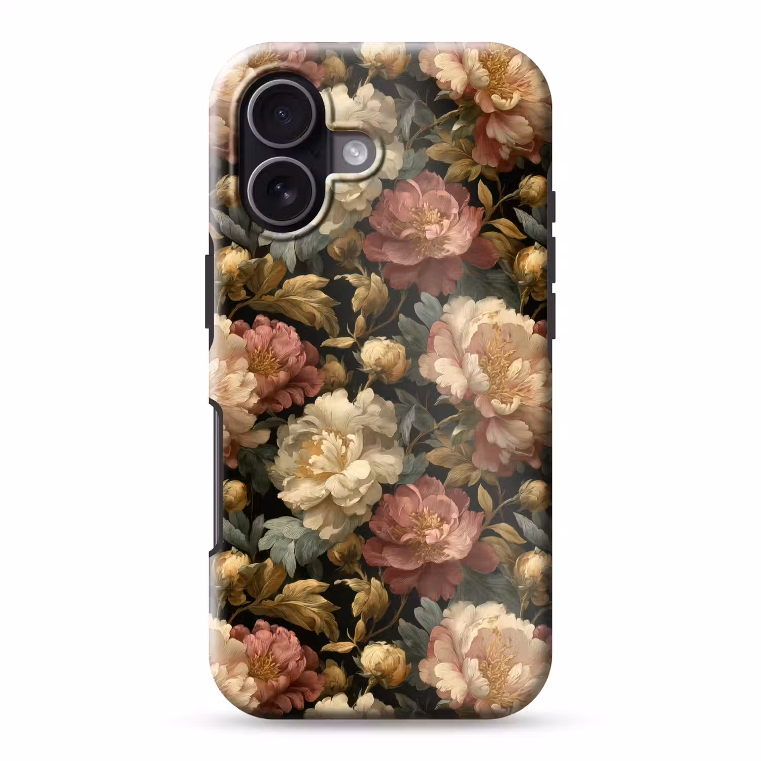 Bloemen - Barok - Patroon - Roze - Crème Toughcase MagSafe Apple iPhone 17 klein 1017 -3d