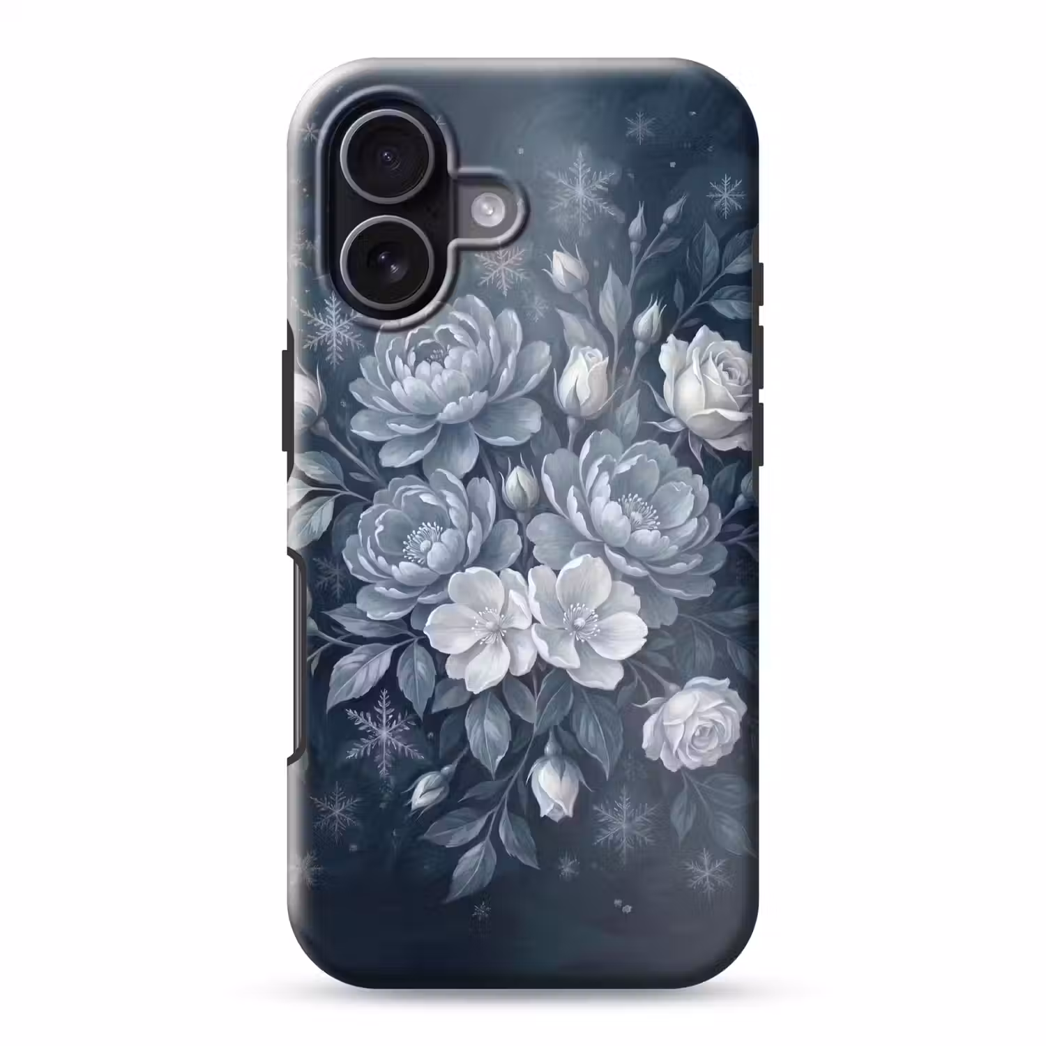 Bloemen - Boeket - Winter - Abstract - Blauw Toughcase MagSafe Apple iPhone 17 klein -3d