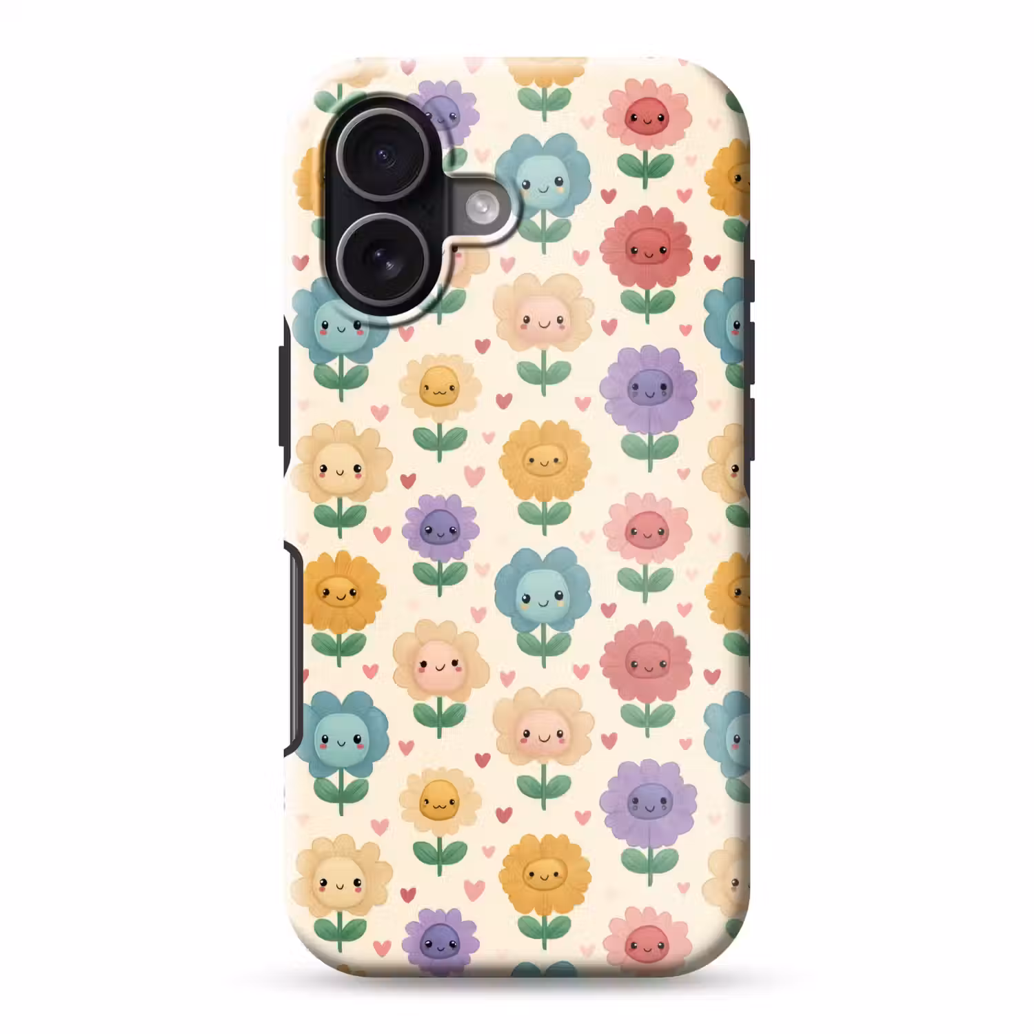 Bloemen - Hartjes - Kleurrijk Toughcase MagSafe Apple iPhone 17 klein 1017 -3d