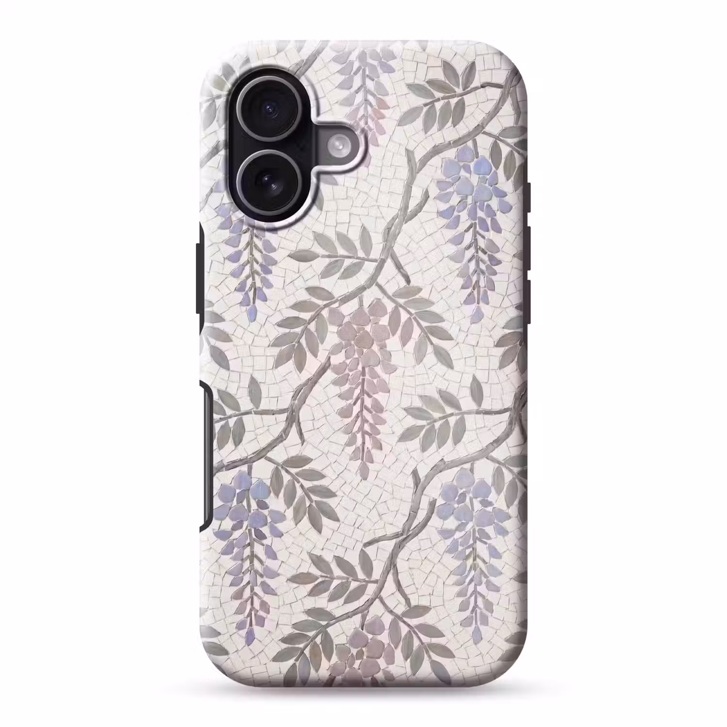 Bloemen - Mozaïek - Natuur - Patroon - Paars Toughcase MagSafe Apple iPhone 17 klein -3d