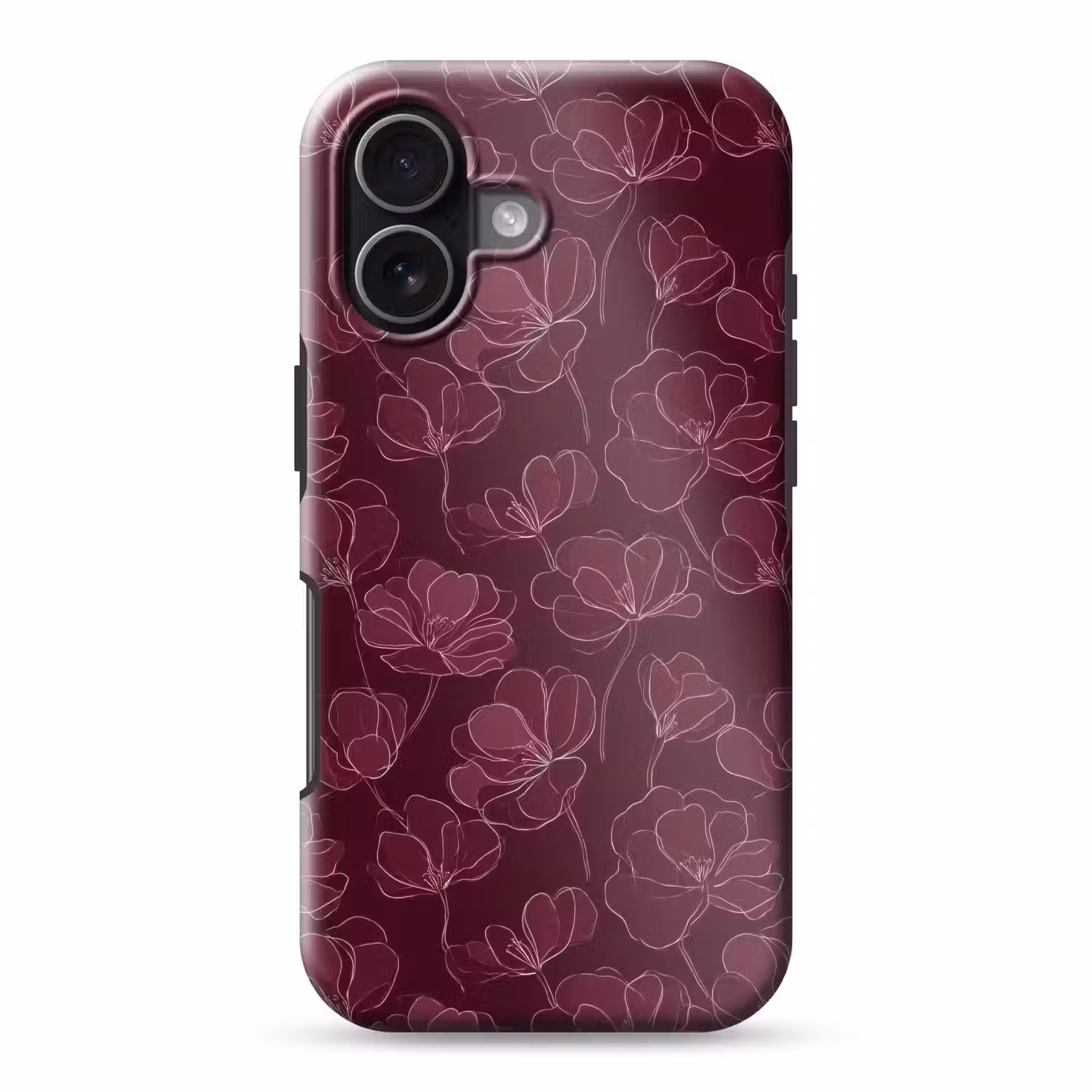 Bloemen - Patroon - Bordeauxrood Toughcase MagSafe Apple iPhone 17 klein 1017 -3d