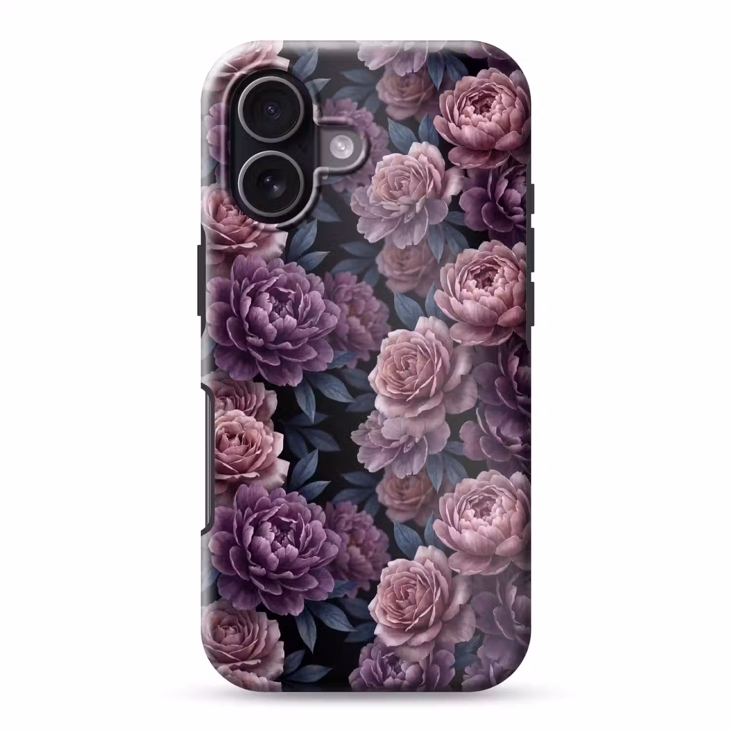 Bloemen - Patroon - Donker - Botanisch - Paars Toughcase MagSafe Apple iPhone 17 klein -3d