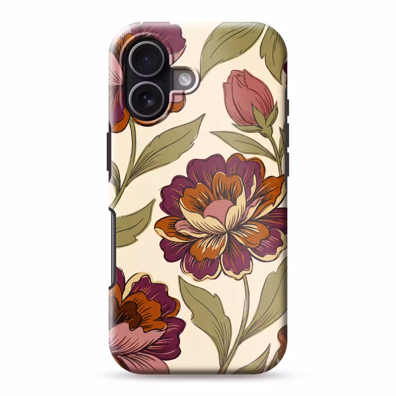 Bloemen - Patroon - Natuur - Modern - Paars Toughcase MagSafe Apple iPhone 17 klein -3d