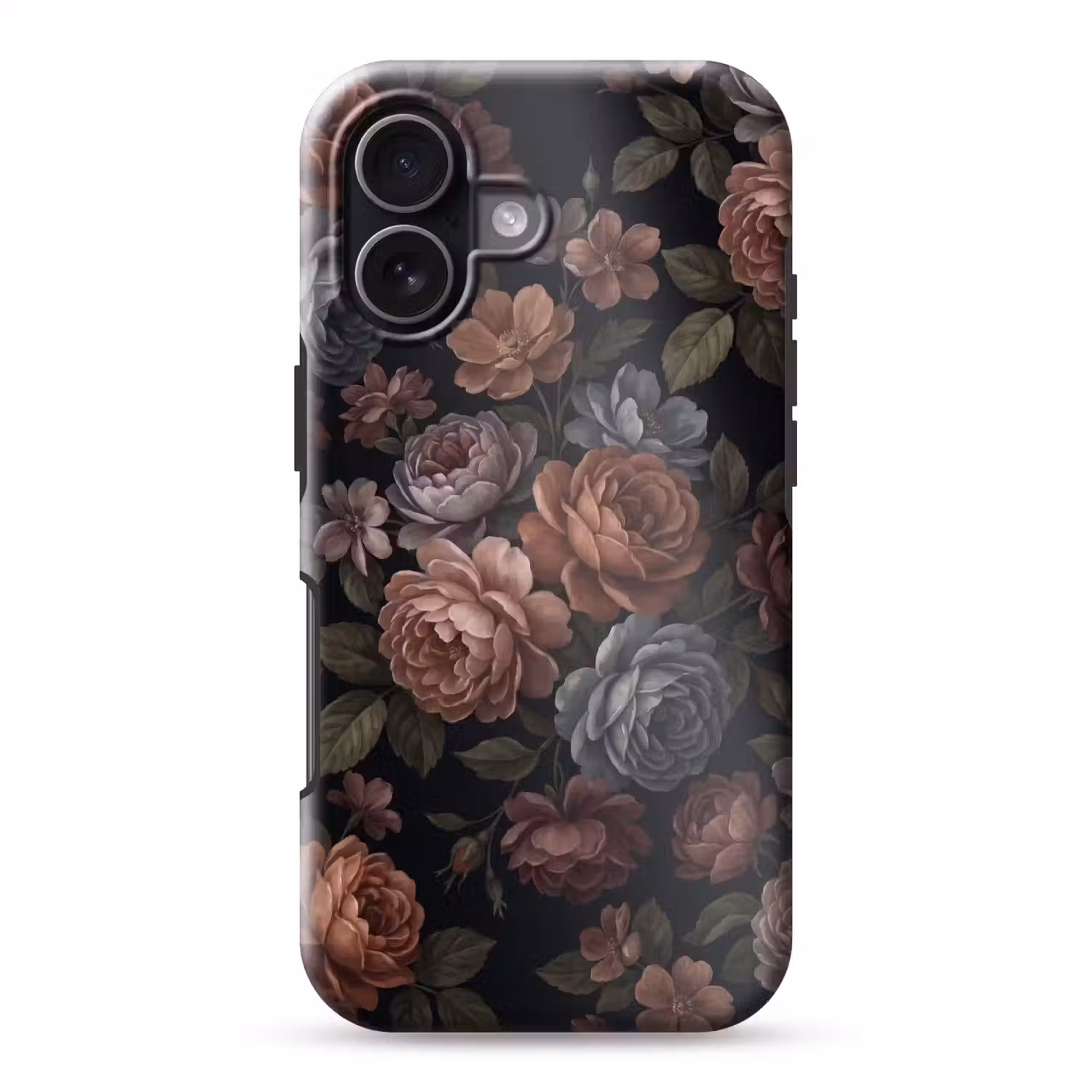 Bloemen - Patroon - Vintage - Donker - Roze Toughcase MagSafe Apple iPhone 17 klein -3d